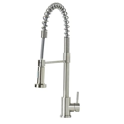 Wasserman S1500123 Stainless Steel Single Handle Pull Down Sprayer Kitchen Sink Faucet - Perfect for Modern Home, Restaurant & Commercial Use