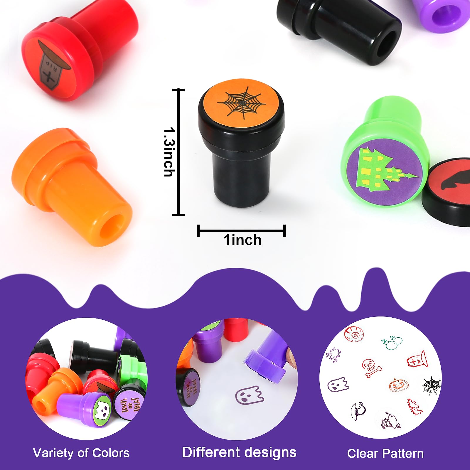 50 Pcs Halloween Stamps for Kids - Bulk Halloween Decorations, Party Favors & Goodie Bag Fillers - Fun Halloween Toys for Treat Bags, Candy Bags & Classroom Activities - Perfect for Halloween Parties, Trick or Treat & School Events