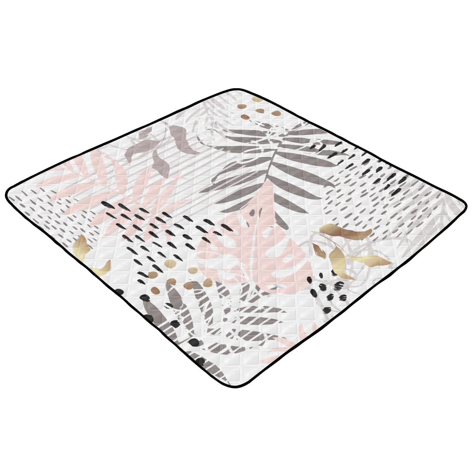 Breathable Foldable Baby Play Mat - 50'' x 50'' Soft Tummy Time Floor Mat for Infants & Toddlers with Tropical Leaf Design | Nursery, Playroom & Outdoor Use