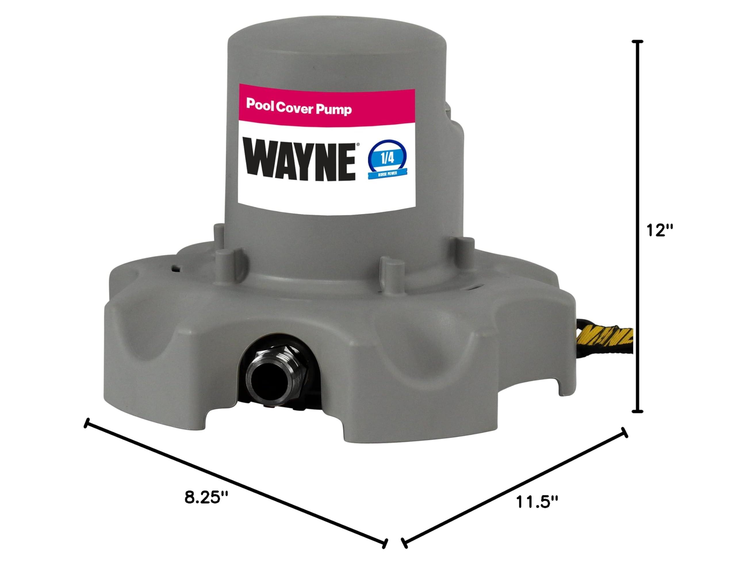 Wayne WPCP250 57735-WYN1 1/4 HP Automatic Pool Cover Pump with Magnetic Float Switch & 25ft Cord - Gray | Submersible Water Removal for Inground/Above Ground Pools, Spas & Flooded Areas