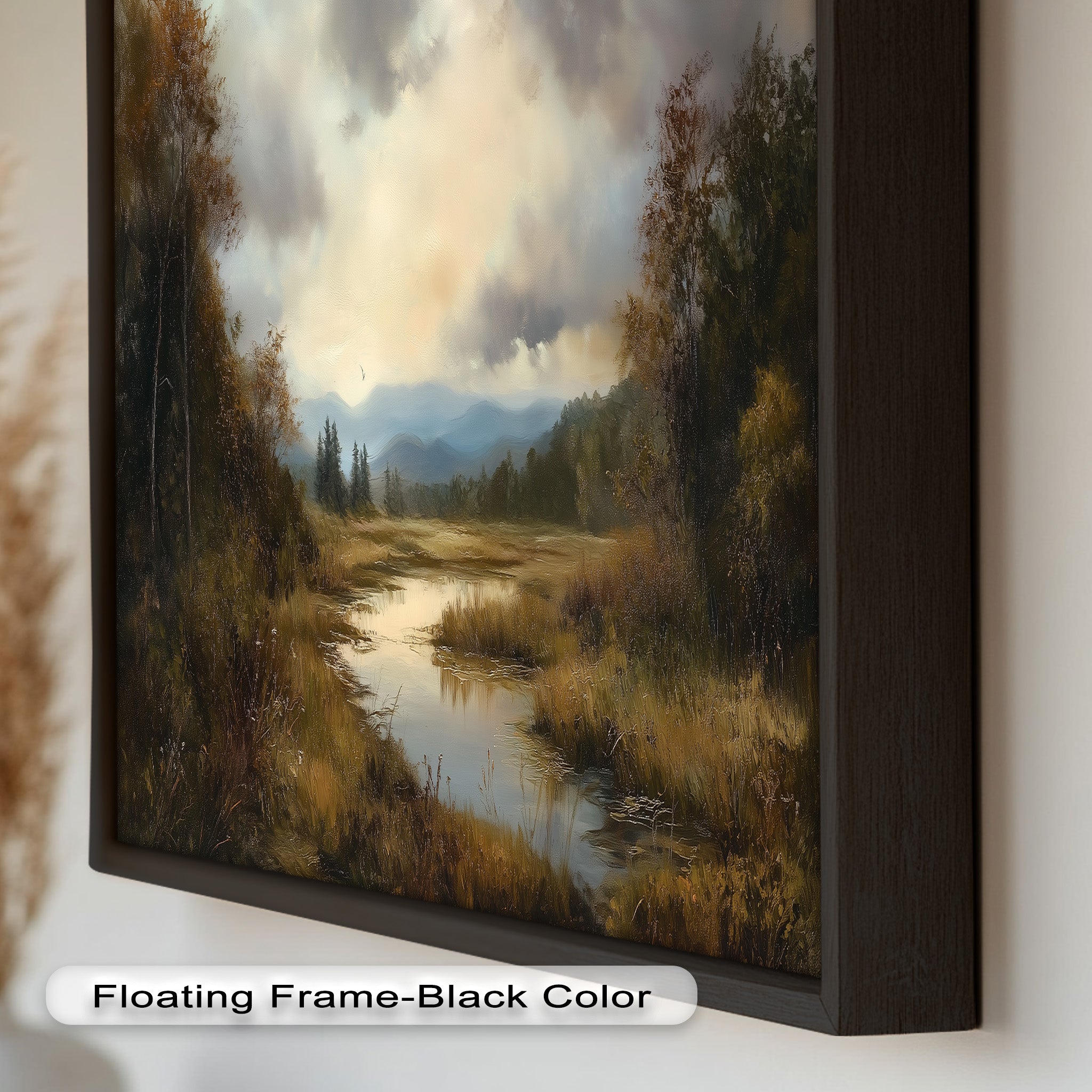 Autumn River Landscape Oil Painting - Handmade Canvas Wall Art for Living Room, Bedroom & Office Decor