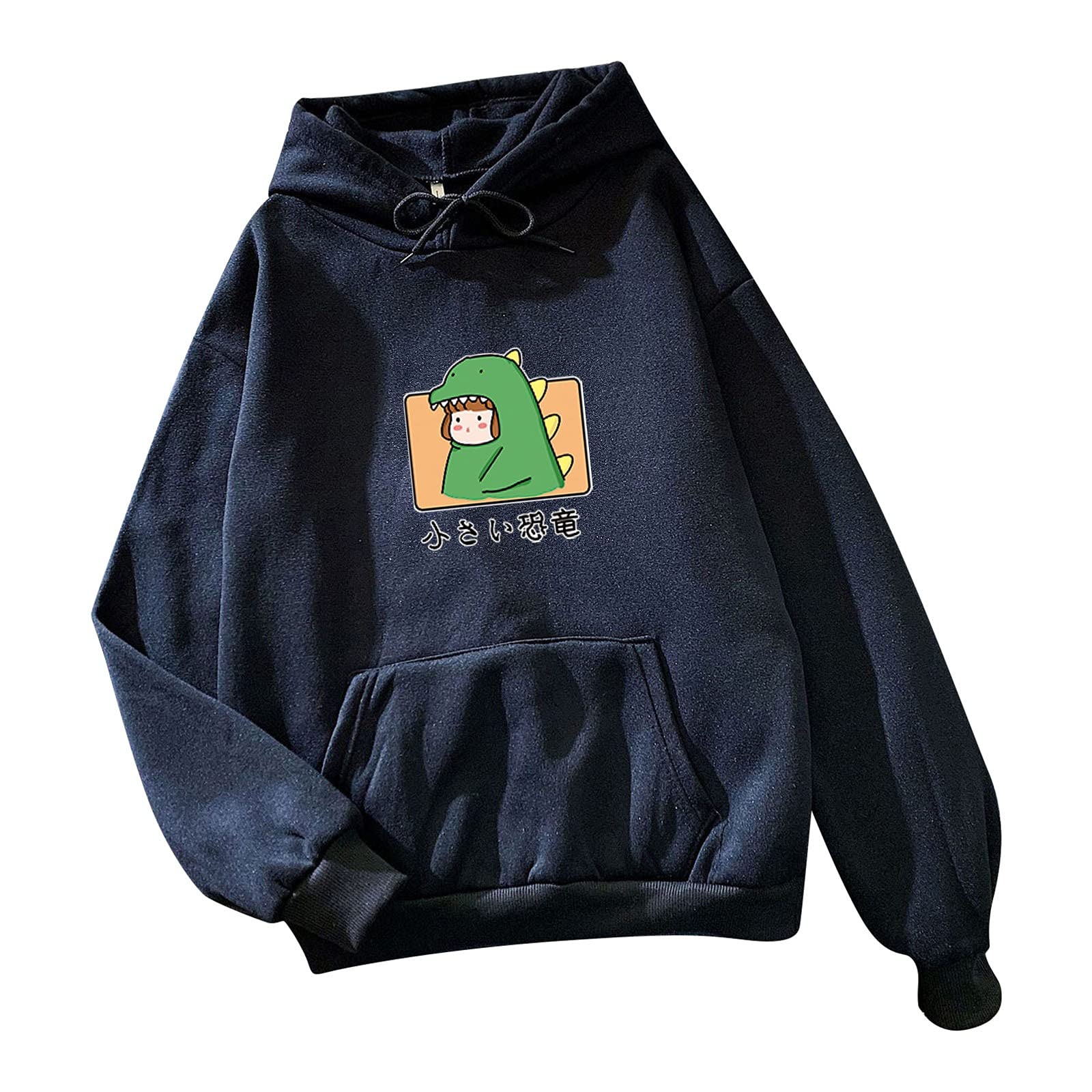 Women's Cute Dinosaur Print Zip-Up Hoodie - Long Sleeve Loose Fit Sweatshirt for Casual Wear & Sports | Perfect for Autumn Winter Fashion, Gym, and Outdoor Activities
