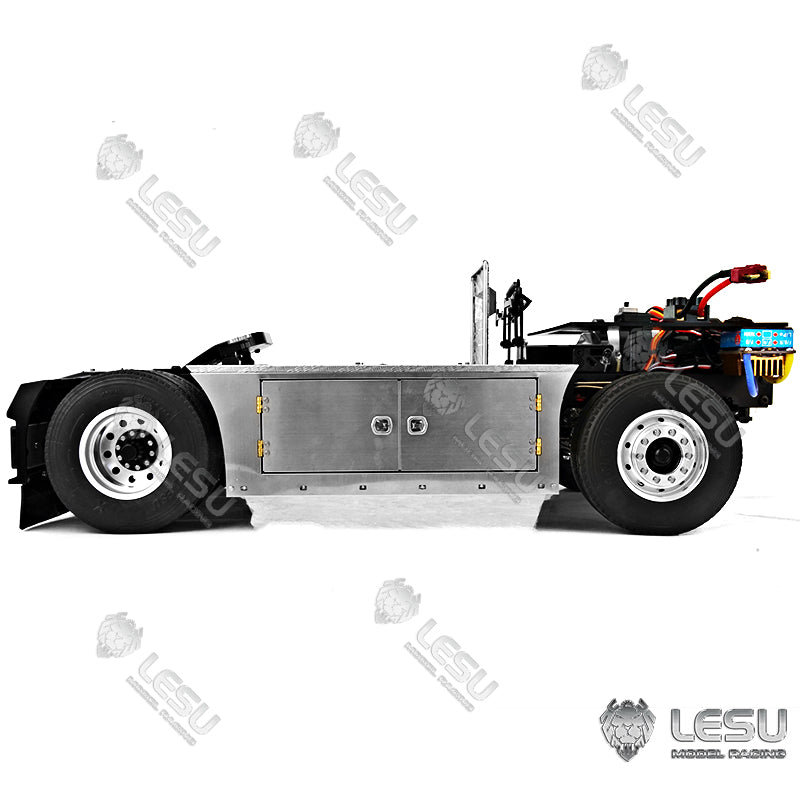 BEST SELLING LESU 1/14 Scale Metal 4x4 RC Truck Chassis Kit - Compatible with TAMIYA Tractor Trucks, Includes 27T Motor, ESC, Servo & LED Lights - Perfect for Off-Road RC Racing and Crawling Adventures