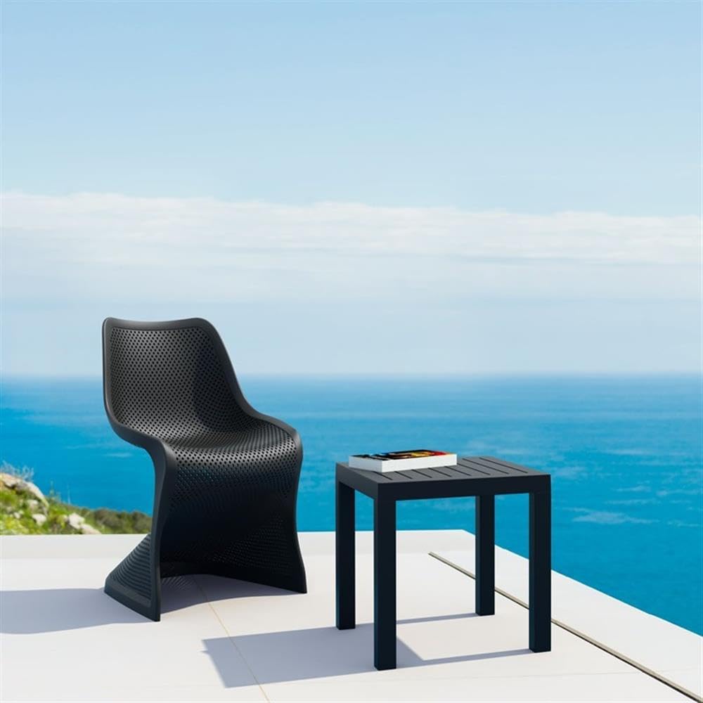 Black 2-Piece Square Resin Outdoor Side Table Set by Home Square - Perfect for Patio, Garden, and Poolside Decor
