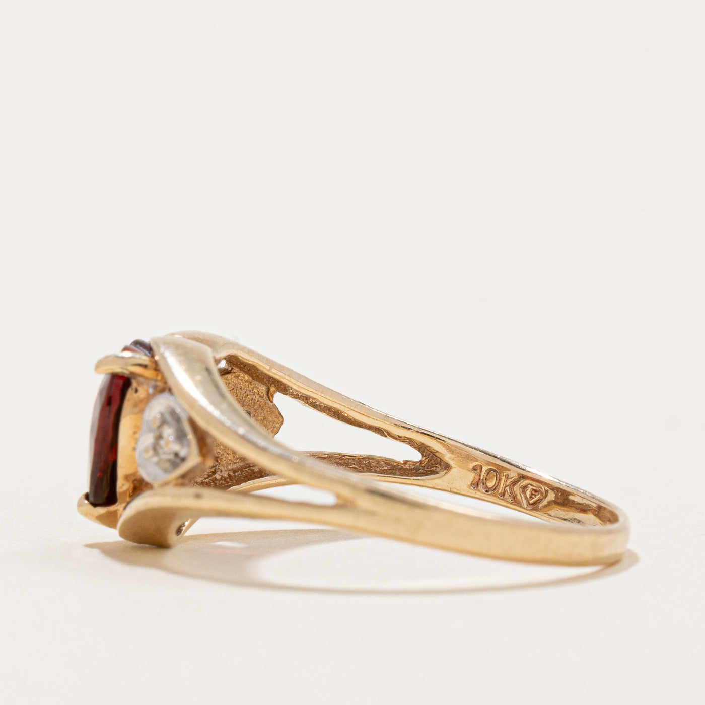 1.00ct Garnet Heart & Diamond Ring | 0.01ctw | Size 6.5 | Valentine's Gift, Anniversary Jewelry, Romantic Proposal Ring for Her