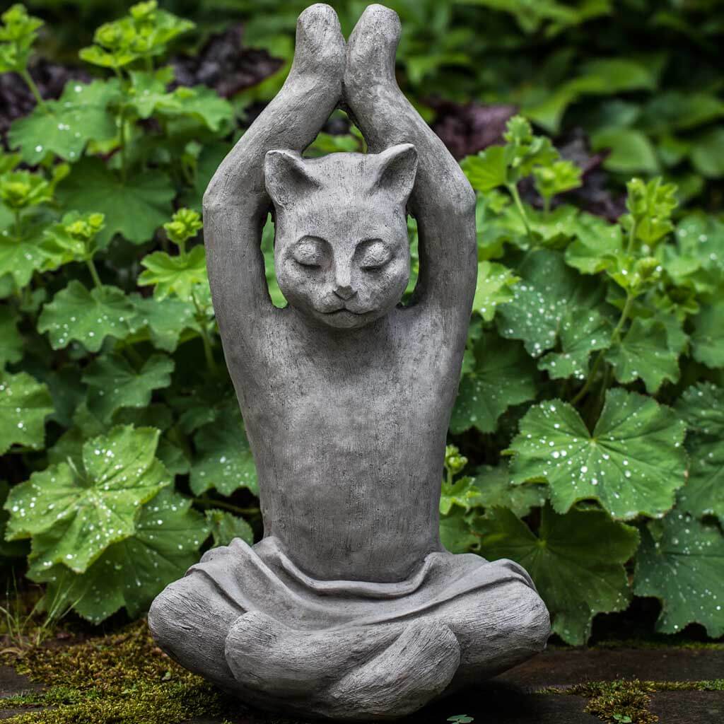 Campania International Yoga Cat Statue - Handmade Garden Decor for Outdoor & Indoor - Perfect for Yoga Studios, Home Decor, and Meditation Spaces
