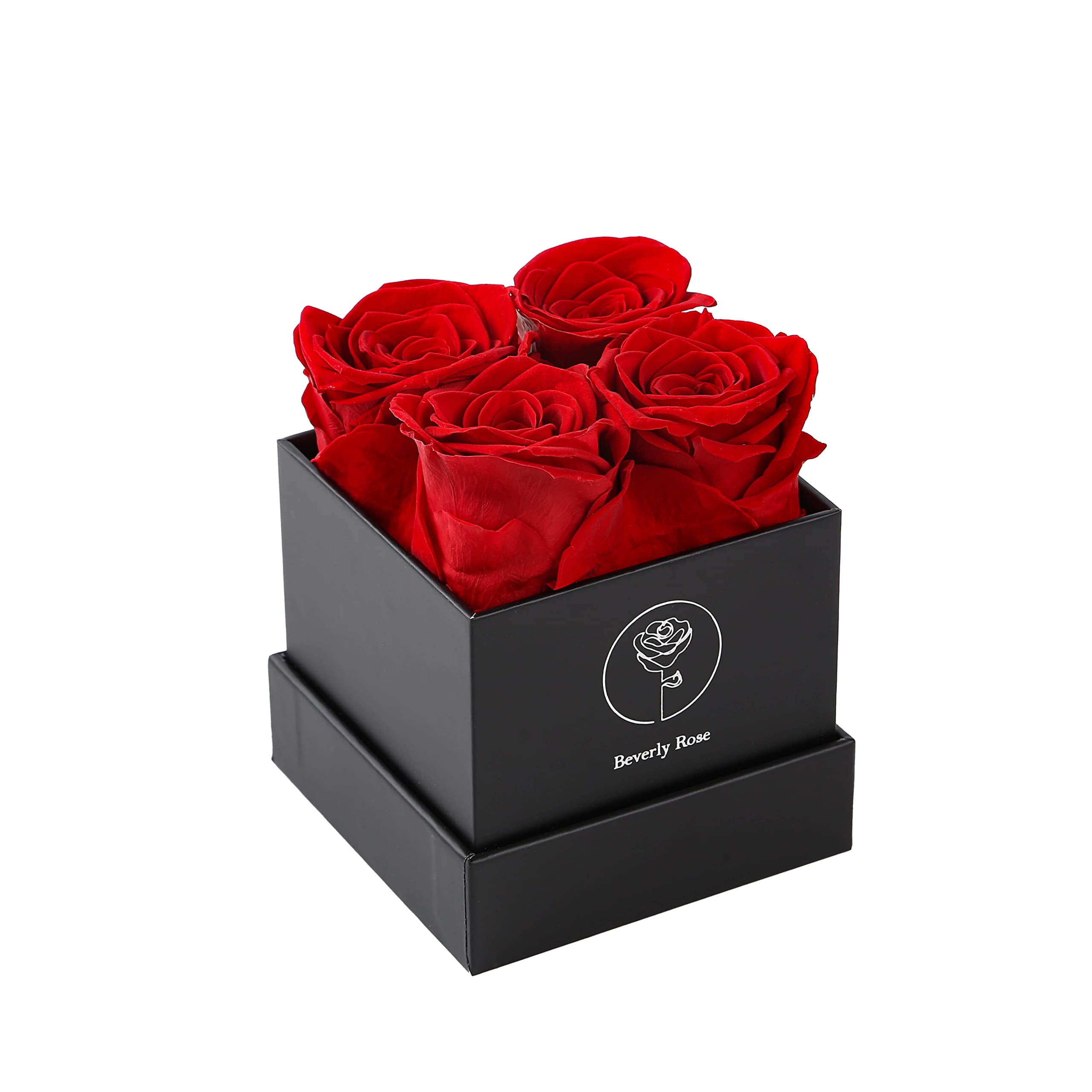 Forever Roses That Last 1 Year - Real Preserved Roses in Elegant Black Box (4PCS) | Perfect Mother's Day Gift, Anniversary, or Romantic Surprise - Prime Delivery Available
