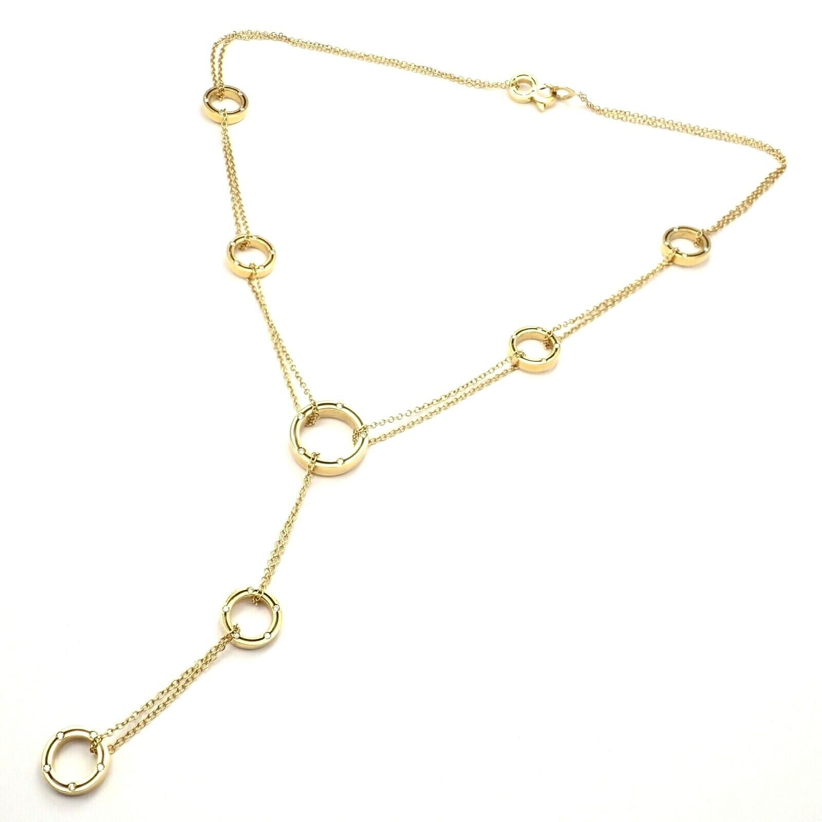 Authentic Damiani 18k Yellow Gold Diamond 7-Station Drop Necklace - Luxury Jewelry Gift for Women, Elegant Party & Evening Wear