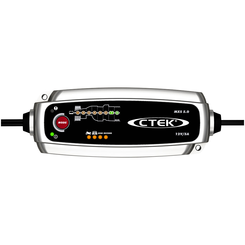 CTEK MXS 5.0 Battery Charger - 12V 5A Smart Charger for Cars, Motorcycles & Powersports - Maintenance Mode & Temperature Compensation - Perfect for Winter Storage & Seasonal Vehicles