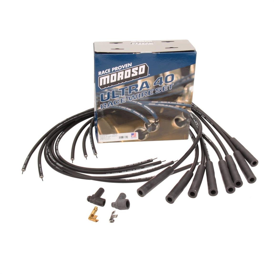 Moroso 73812 Universal Ultra 40 Spark Plug Wire Set - Straight Plug Ends, High Performance Red Wires for Cars, Trucks & Motorcycles - Perfect for Racing, Off-Road & Engine Upgrades
