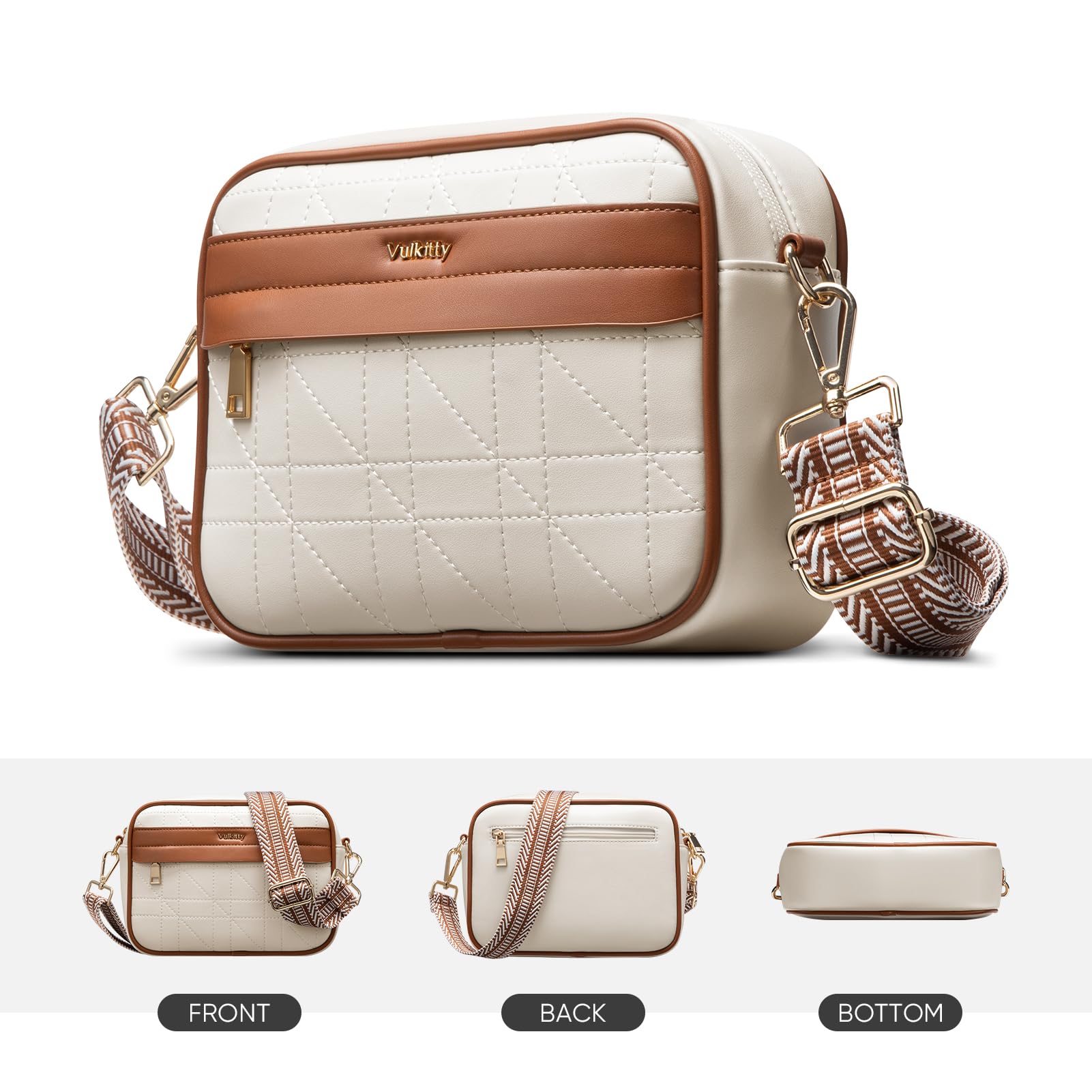 Trendy Women's Small Quilted Leather Crossbody Bag with Wide Adjustable Strap - Perfect for Everyday Use, Travel & Shopping