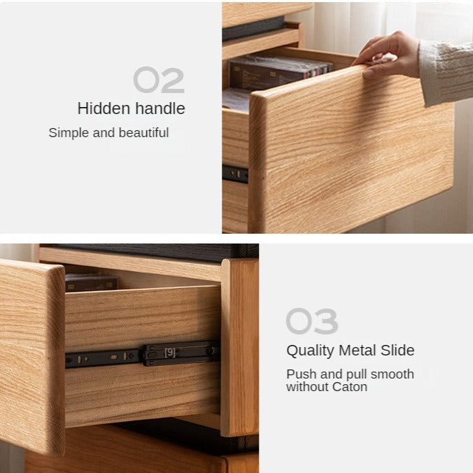 Premium Black Walnut, Cherry & Oak Solid Wood Nightstand with Customizable Storage | Modern Bedside Table for Bedroom, Living Room & Office