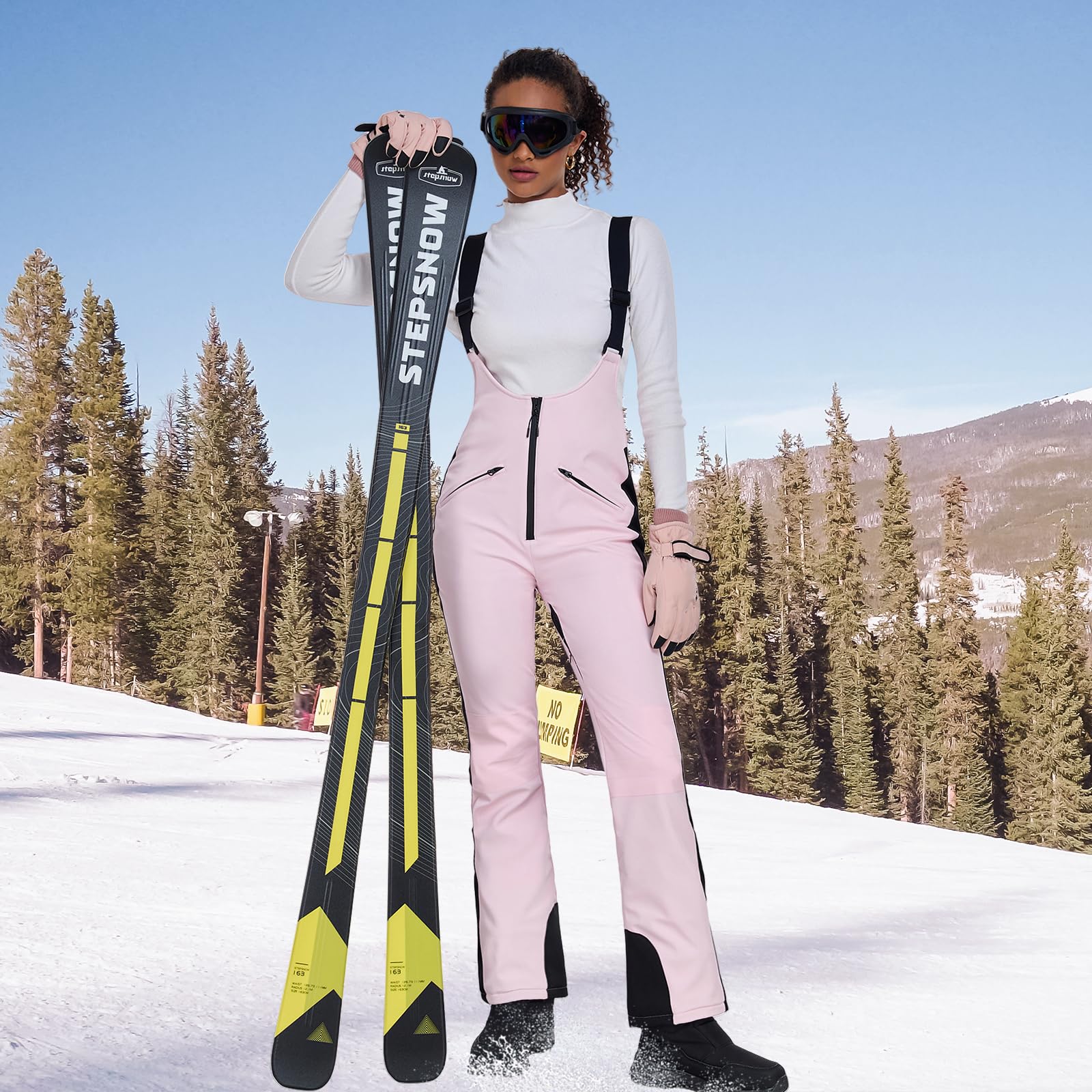 GS SNOWING Women's Insulated Waterproof Snow Bibs - Windproof Winter Ski Pants for Snowboarding & Outdoor Activities | Perfect for Skiing, Snowboarding & Cold Weather Adventures