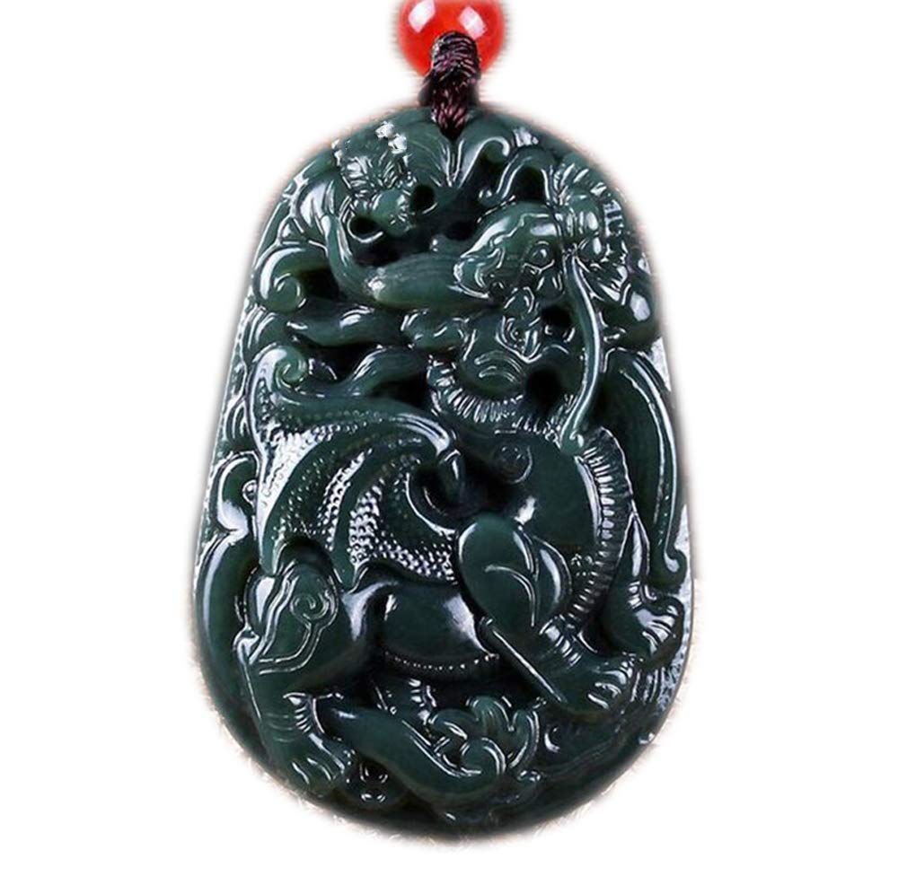 Genuine Natural Hand Carved Green Jade Pi Xiu Dragon Pendant Necklace - Certified Pure Jade Amulet for Wealth & Protection | Perfect for Women & Men, Gift for Birthday, Anniversary & Feng Shui Decor