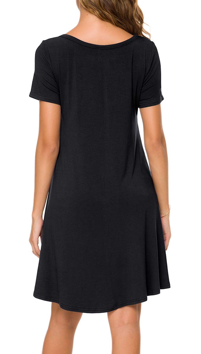 POPYOUNG 2025 Women's Summer Casual T-Shirt Dress - Crew Neck Beach Cover Up Sun Dress for Vacation, Pool Party & Outdoor Activities