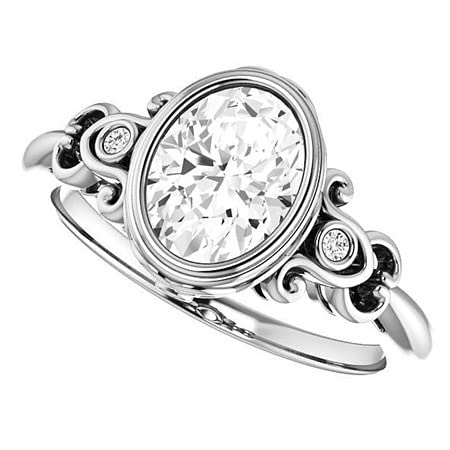 4CT Oval Colorless Moissanite Engagement Ring for Women - Sterling Silver/Solid Gold Wedding Bridal Ring Set - Diamond Solitaire Bezel Setting - Perfect for Proposals, Anniversaries & Special Occasions