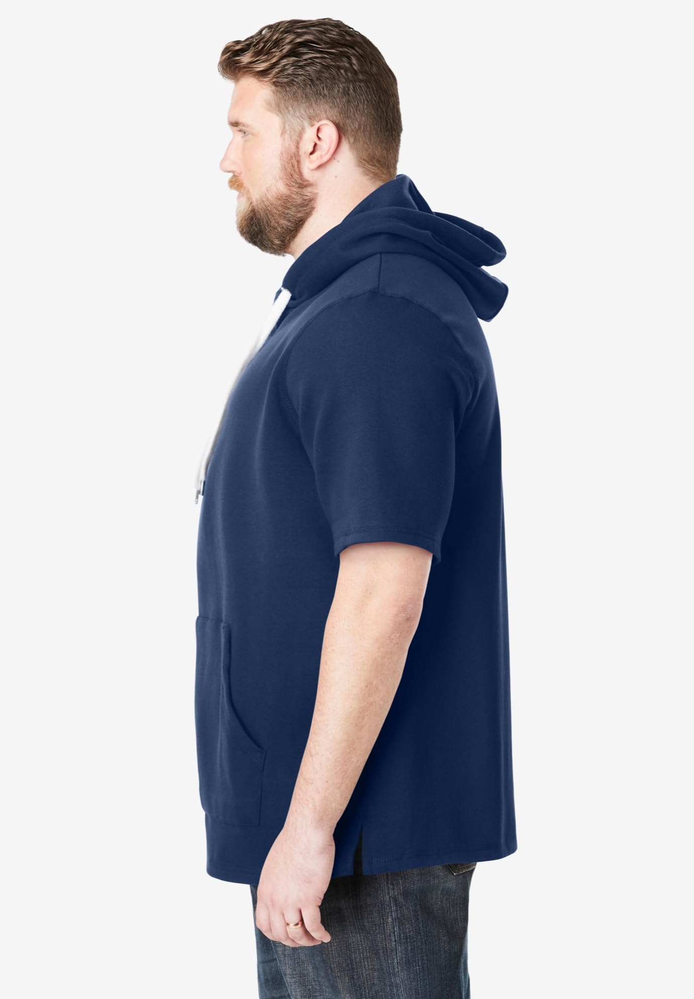 KingSize Men's Big & Tall Short-Sleeve Hoodie - Liberty Blues - Comfortable Cotton Blend for Casual Wear, Lounge & Outdoor Activities