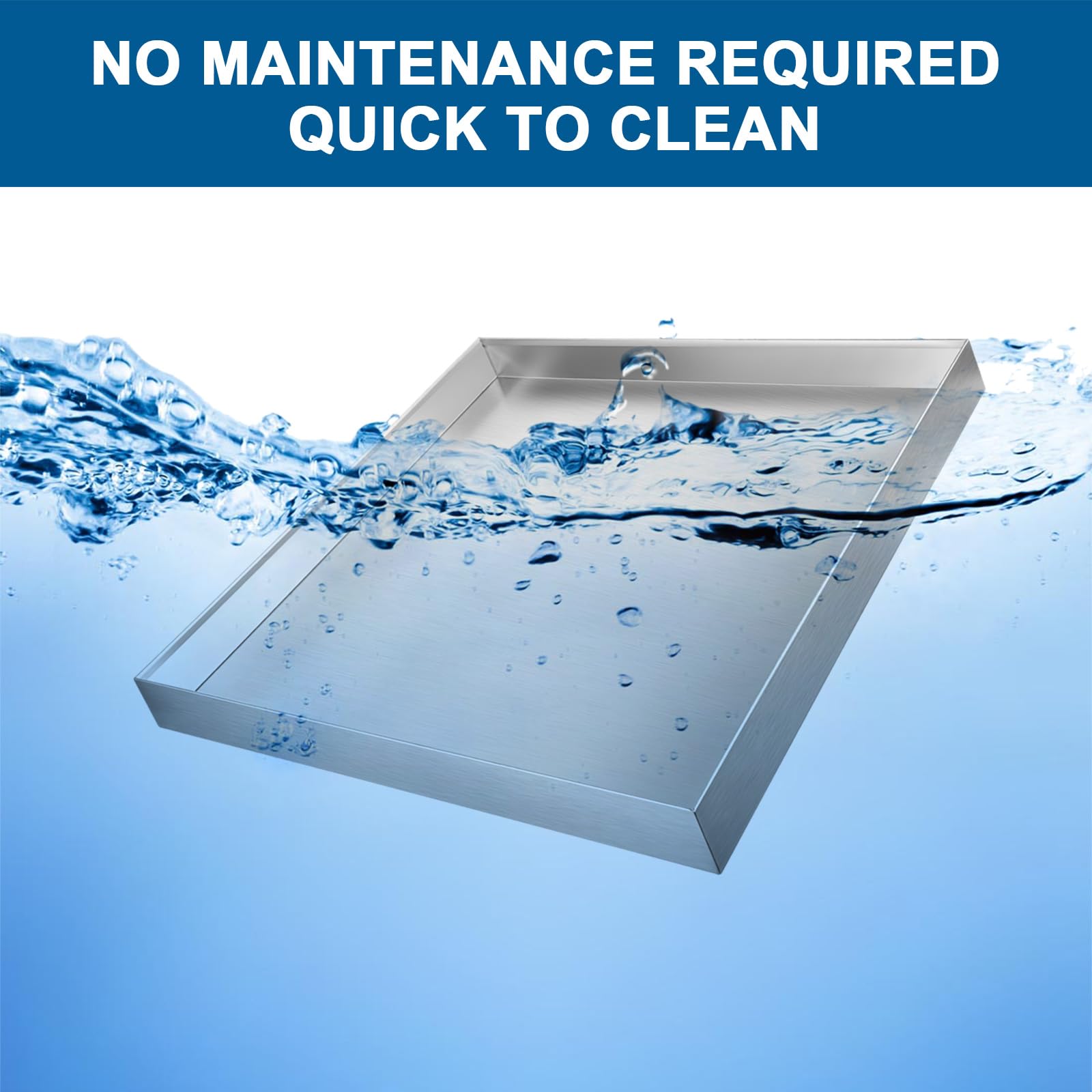 32 x 30 x 2.5 Inch Heavy Duty 304 Stainless Steel Washing Machine Drip Pan - Leak Proof Tray for Laundry Room, Basement & RV Use
