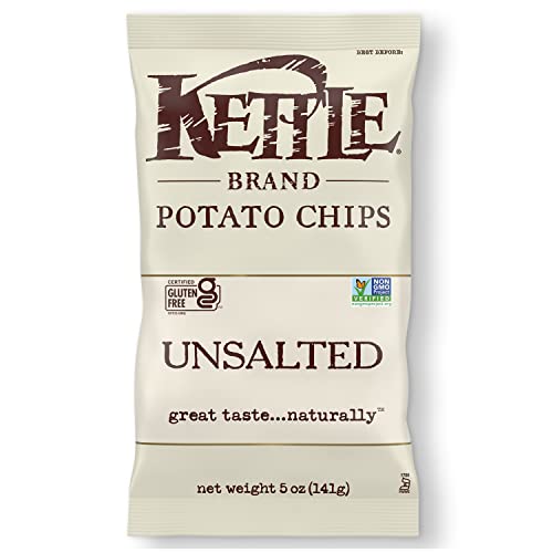Kettle Brand Unsalted Potato Chips - 8.5 Oz Bag | Healthy Snack for Parties, Picnics & Lunchboxes | Gluten-Free, Non-GMO Crunchy Chips