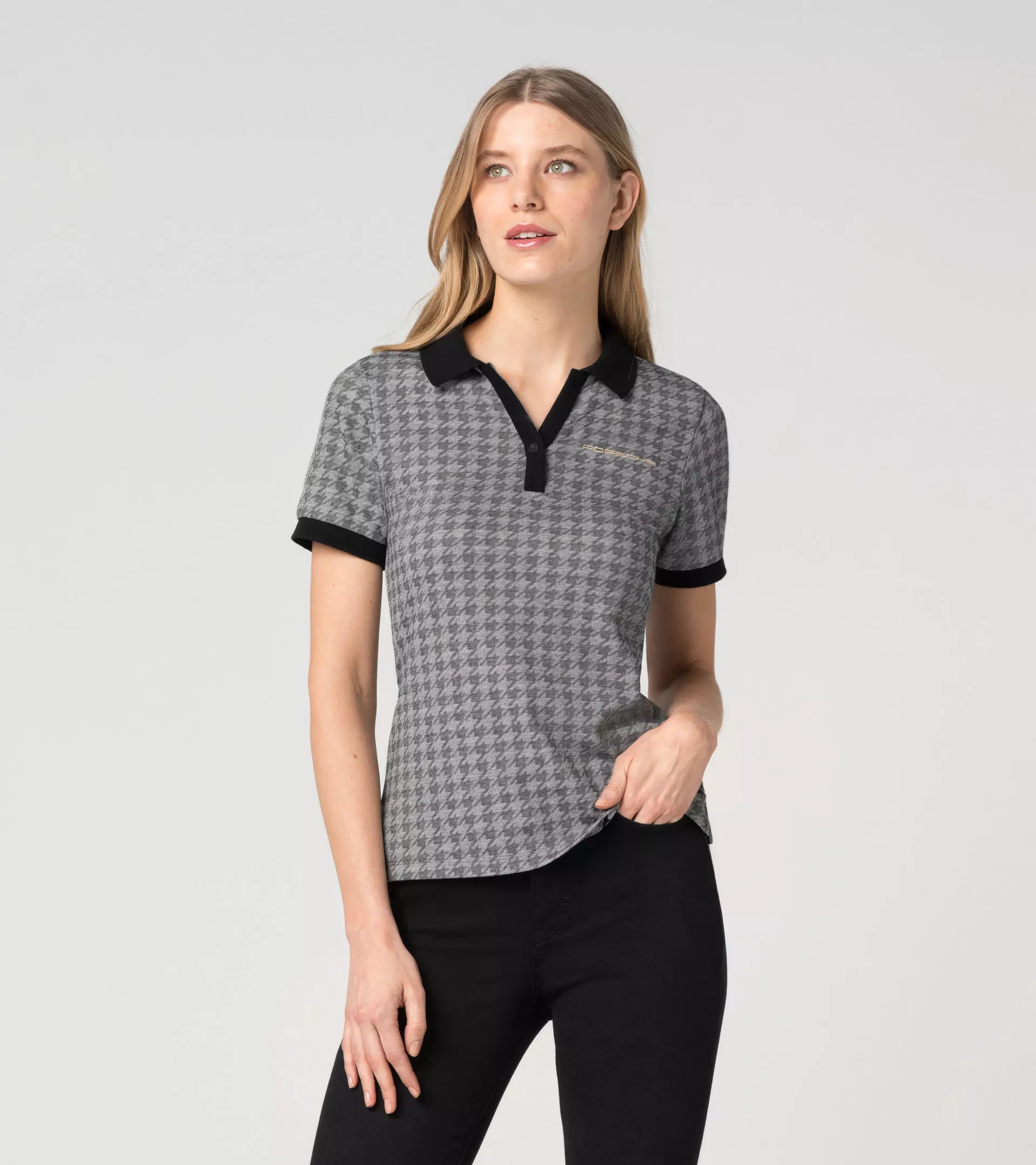 Porsche Heritage Houndstooth Women's Polo Shirt - Classic Style for Golf, Tennis & Casual Wear