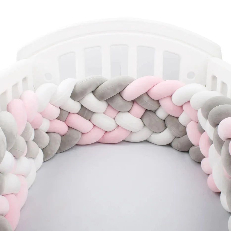 Breathable Pink 6-Knot Baby Crib Bumper - Soft Cotton Crib Liner for Safe Sleep, Nursery Decor | Perfect for Newborns & Toddlers in Daycare or Home Nursery