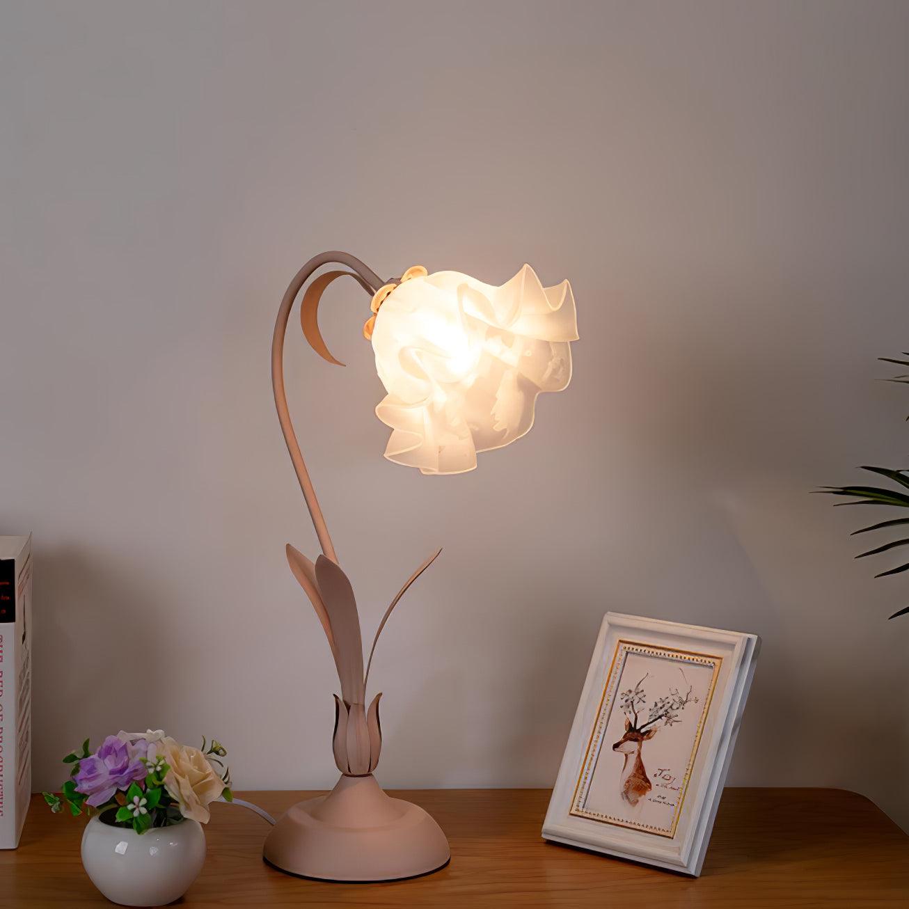 Lily of the Valley Table Lamp - Elegant Floral Nightstand Light for Bedroom, Living Room & Office Decor - Perfect for Reading, Relaxing & Creating Cozy Atmosphere