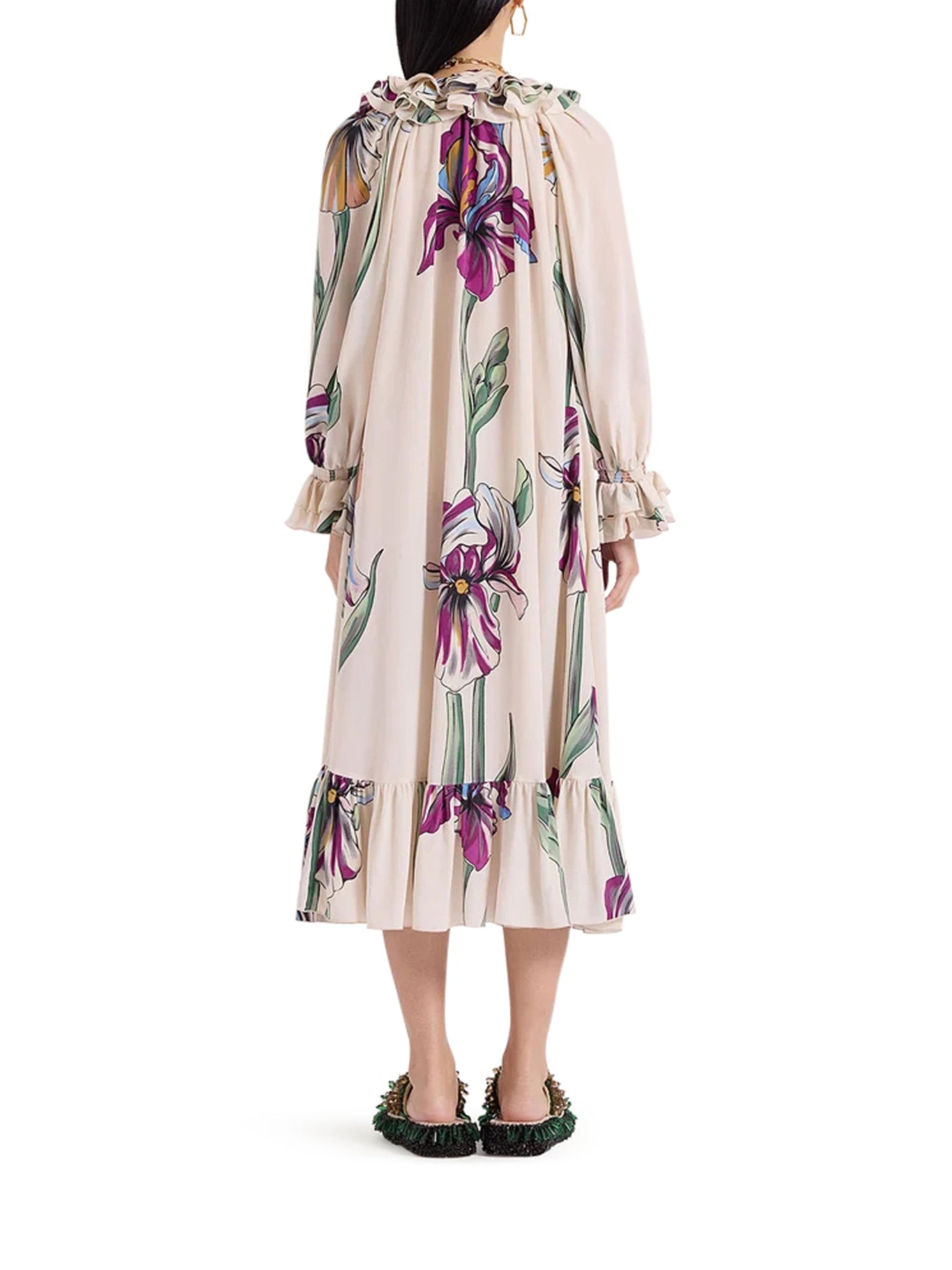La Double J Hey Jude Dress - Multicolor Floral Print Midi Dress for Women | Perfect for Summer Parties, Vacations & Special Occasions