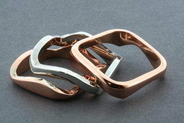 Elegant Polished Sterling Silver & Copper Curved Stackable Rings Set for Women - Perfect for Layering, Everyday Wear & Special Occasions