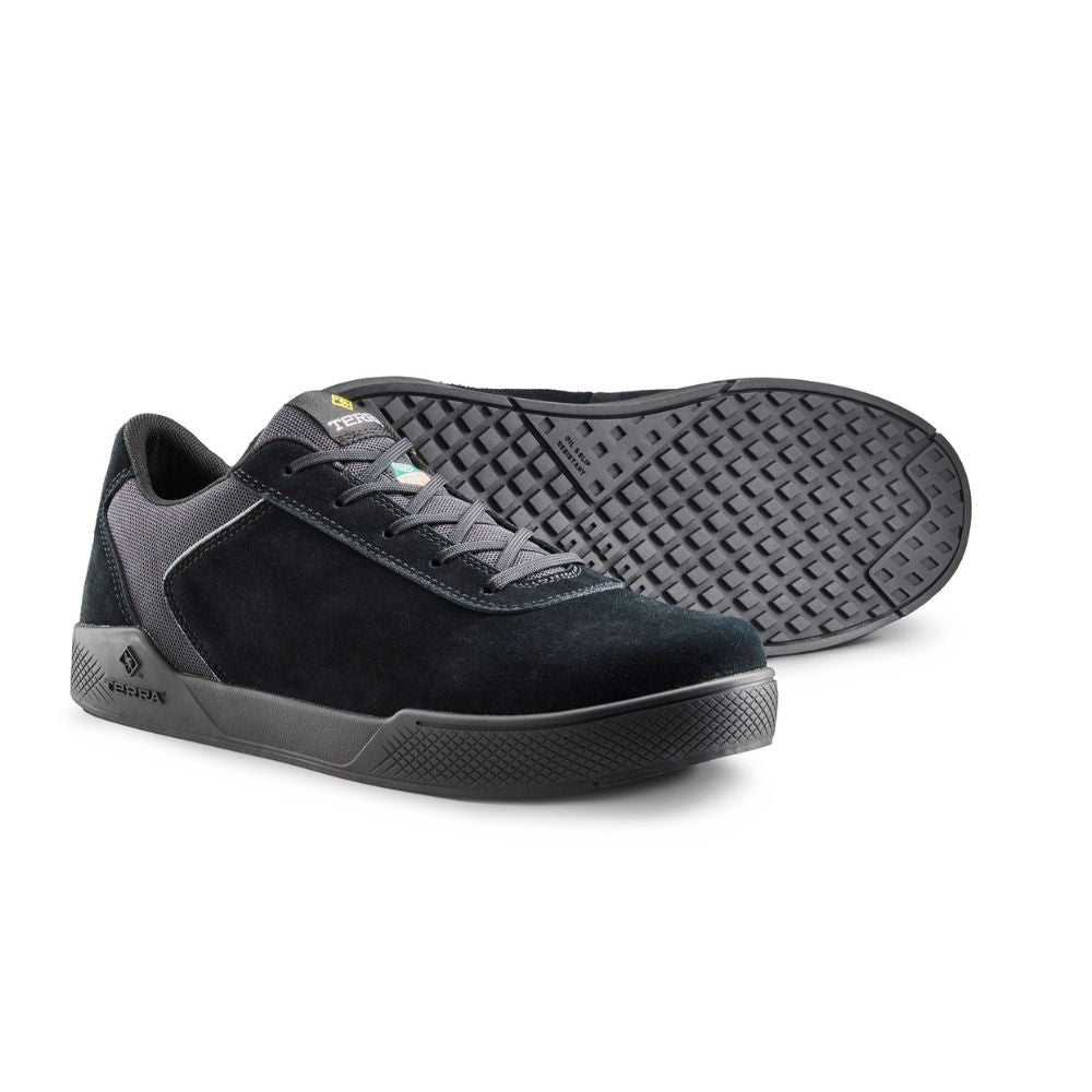 TR0A838YB16 Men's Aluminum Toe Skate Shoes - Lightweight Safety Work Shoes for Skating & Construction - Black Non-Slip Athletic Shoes | Perfect for Skateboarding, Warehouse Work & Outdoor Activities