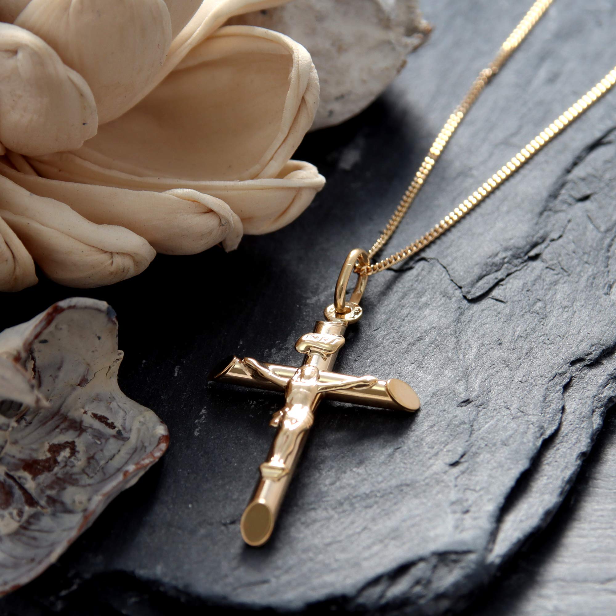 9ct Gold Crucifix Necklace for Women - 18
