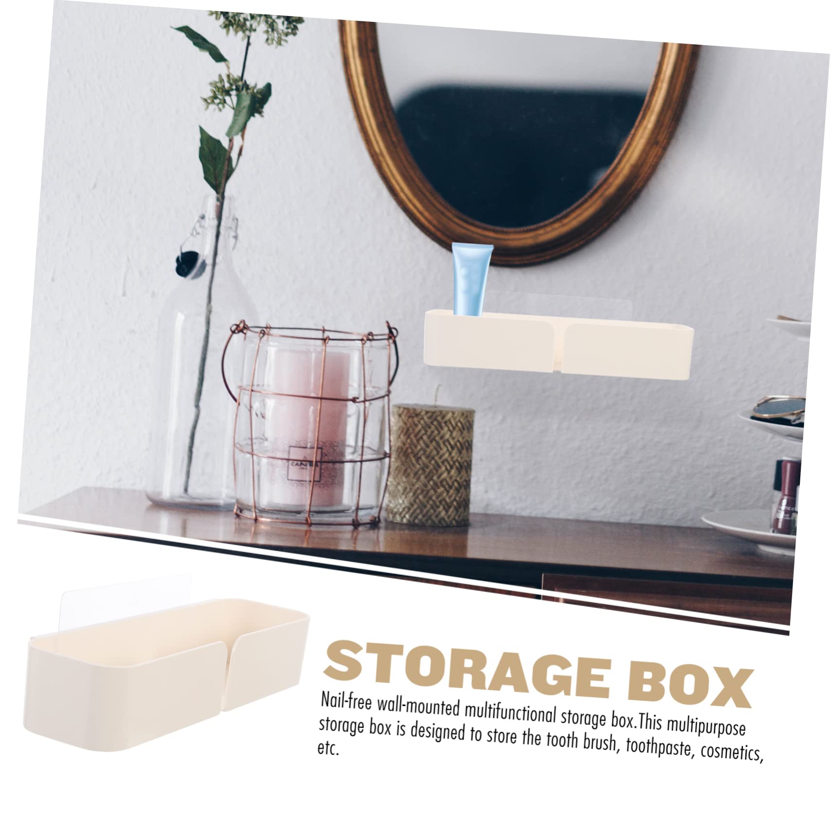 Cabilock Wall-Mounted Adhesive Document Organizer - Space-Saving Storage for Makeup Brushes & Bathroom Essentials (White) - Perfect for Small Bathrooms, Vanities & Dorm Rooms