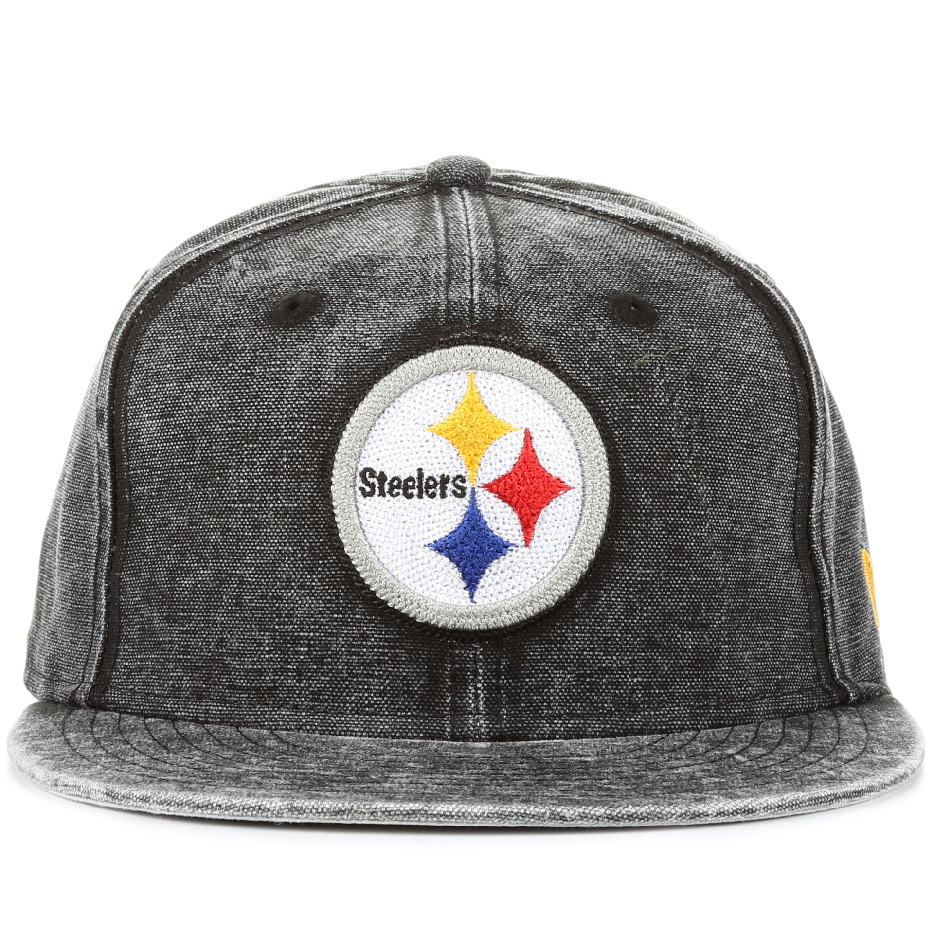 New Era 9Fifty Washed Over Snapback Cap - Pittsburgh Steelers Black Denim Adjustable Hat for Men & Women | Perfect for Football Games, Streetwear Fashion & Casual Outfits
