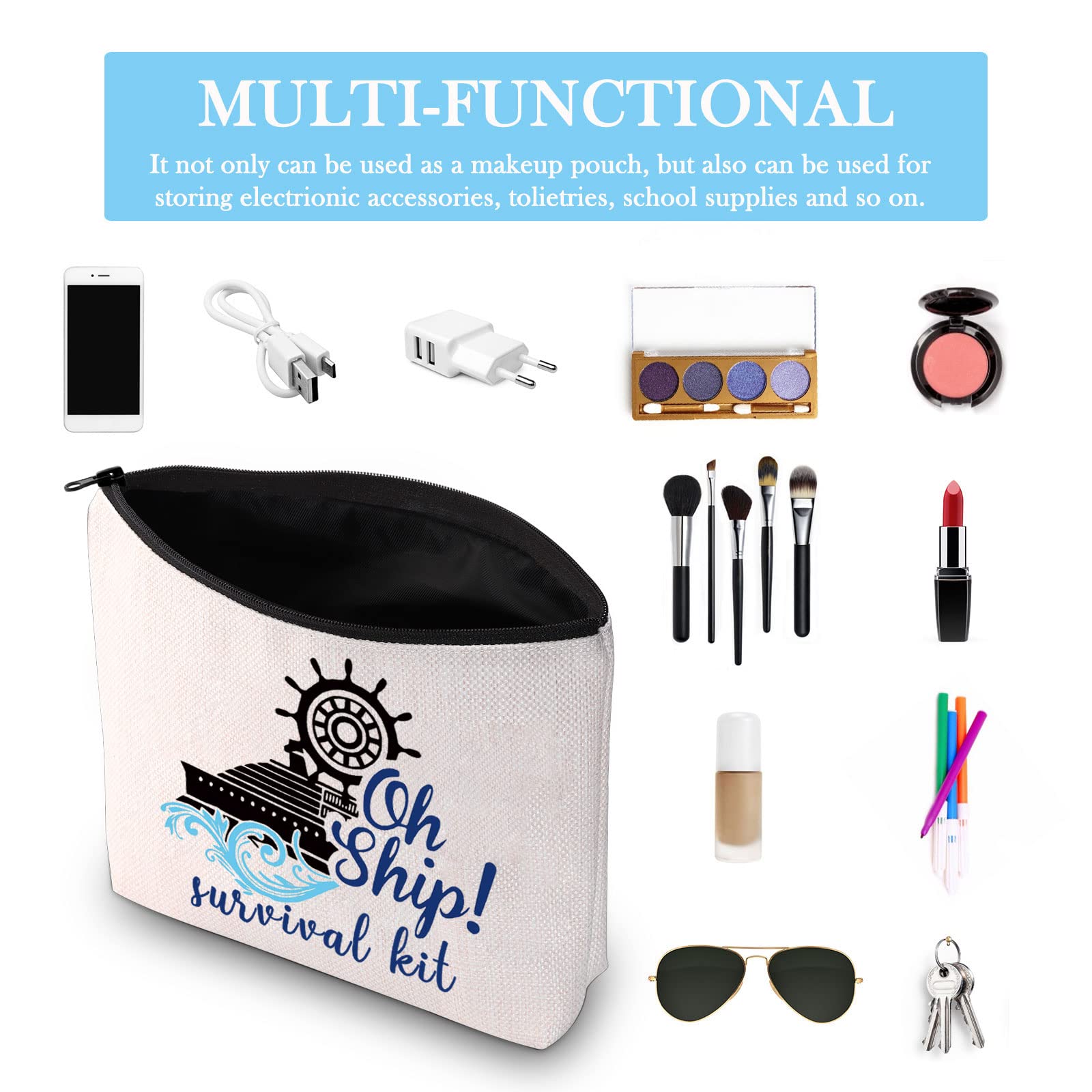 Cruise Vacation Survival Kit - Travel Makeup Bag & Essential Accessories Gift Set for Women | Perfect for Cruise Travel, Beach Getaways & Vacation Packing
