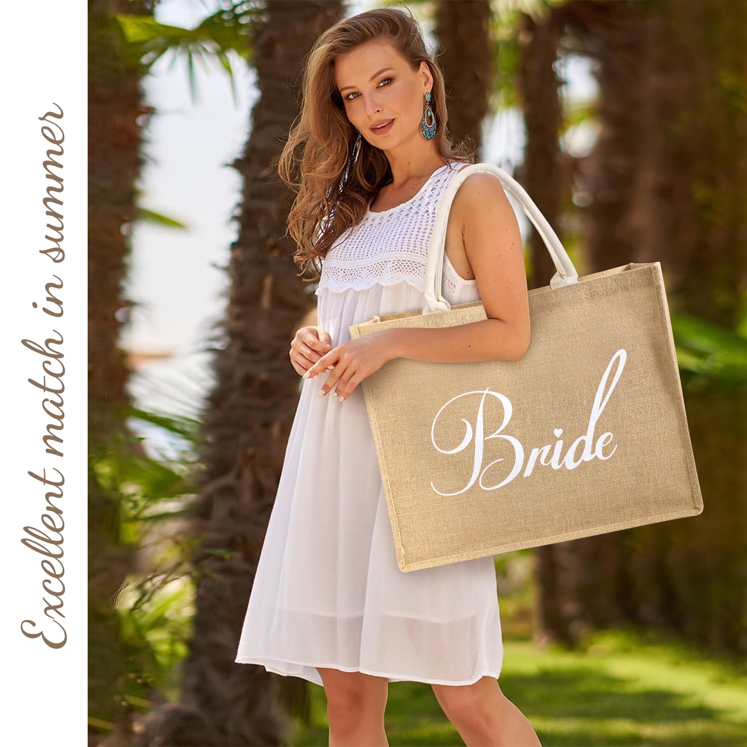 Stylish Large Jute Beach Tote Bag for Women - Woven Straw Boho Shoulder Bag - Perfect for Beach Vacations, Pool Parties & Summer Outings