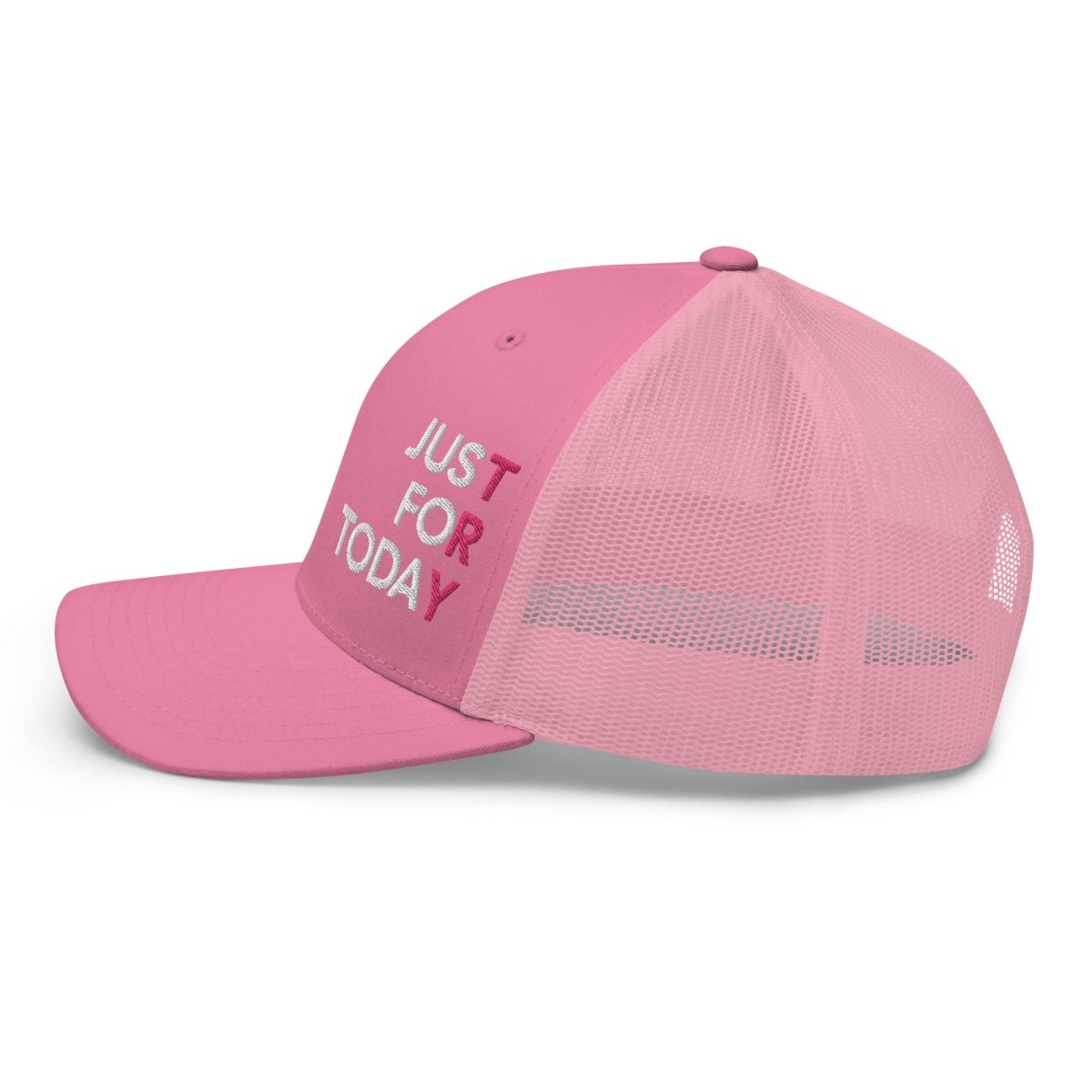 Just for Today Embroidered Trucker Hat - Adjustable Snapback Pink Baseball Cap for Women & Men | Perfect for Outdoor Activities, Sports & Casual Wear