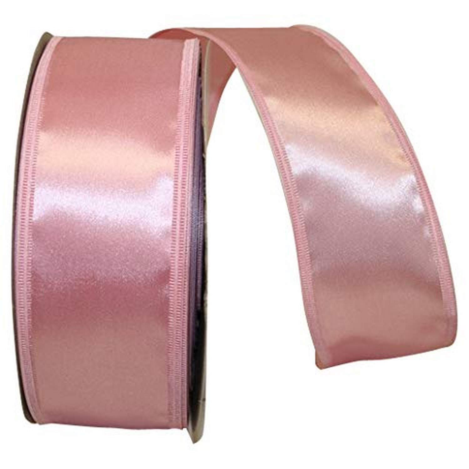 Reliant Ribbon Dyna Satin Ez Wired Edge Ribbon - 2-1/8 Inch x 50 Yards, Mauve - Perfect for Gift Wrapping, Wedding Decorations & Craft Projects