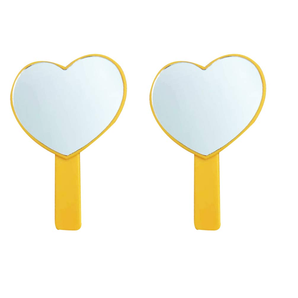 Lurrose 2 Pack Heart Shaped Vanity Mirror with Handle - Portable Travel Makeup Mirror for Women & Girls, Orange - Perfect for Home, Travel, and Gift Giving