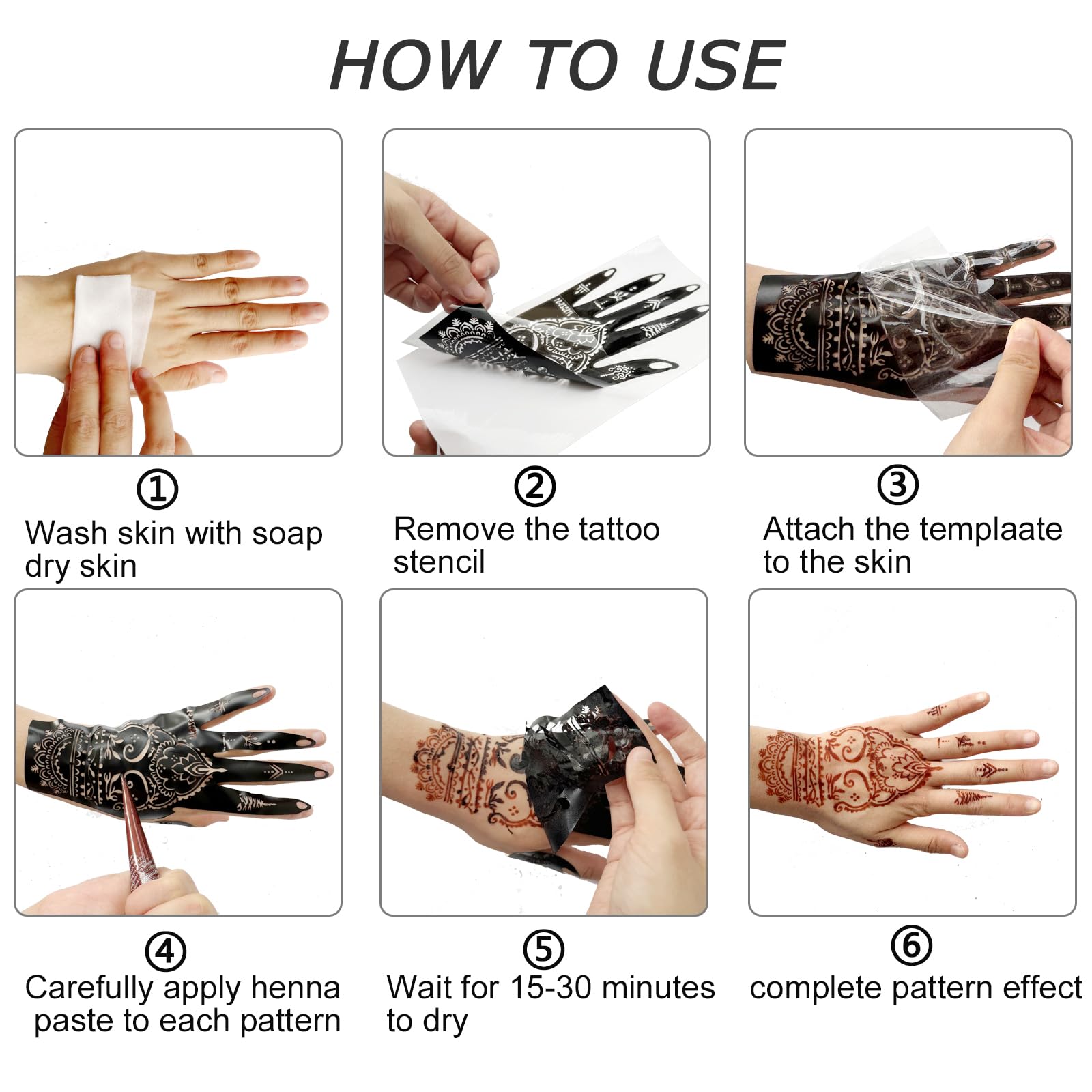 18 Sheets Henna Stencils Kit - Indian & Arabian Temporary Tattoo Templates for Hands, Arms & Body Art | Perfect for DIY Tattoos, Festivals, Weddings & Cultural Celebrations