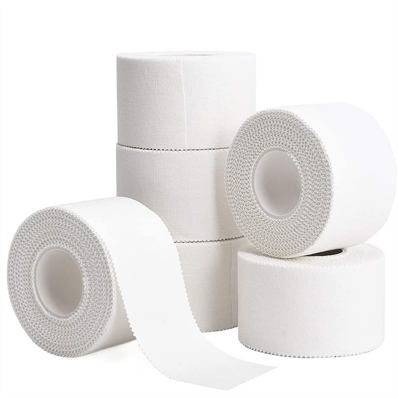 Premium 6 Rolls Cotton Sports Tape - Athletic Physio Tape for Knee, Wrist, Ankle & Finger Support (5cm x 13.7m) - Ideal for Sports Injuries, Joint Pain Relief & Muscle Stabilization