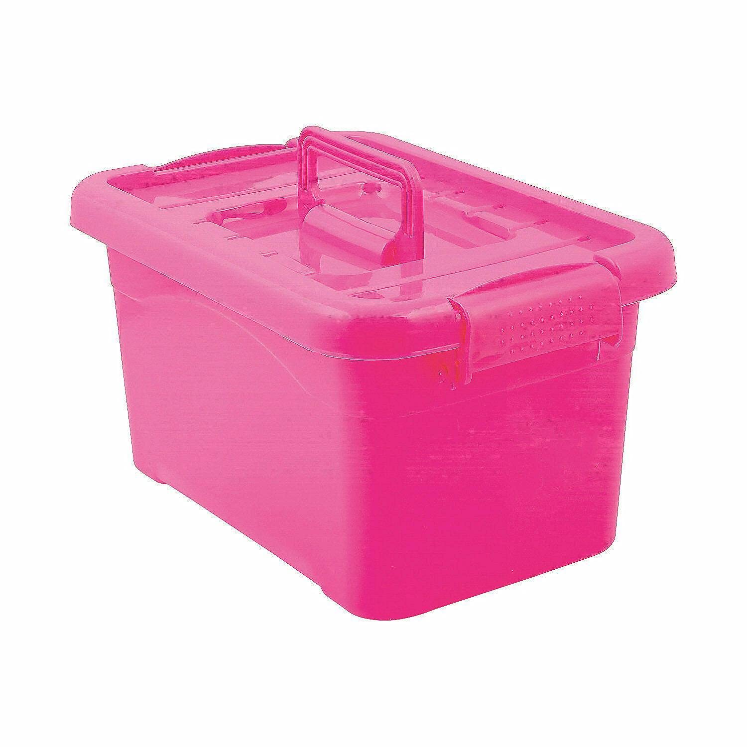SverdloFG Large Locking Storage Bins with Lids - Hot Pink Plastic Organizer Boxes for Closet, Classroom, Kids Toys & Home Organization (Set of 6) - Perfect for Educational Supplies, Shelves & Cube Storage Systems