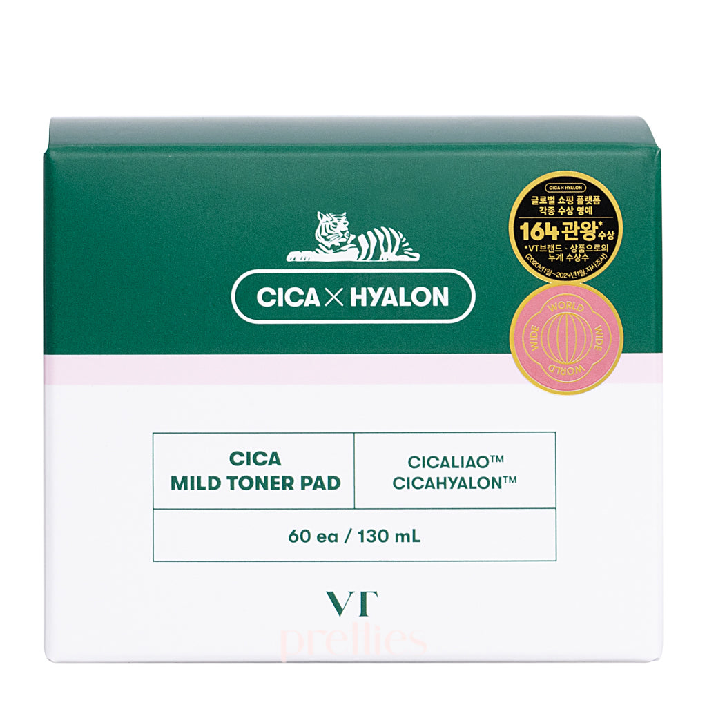 VT Cica Mild Toner Pad 60pcs/130g - Soothing & Hydrating Facial Exfoliating Pads for Sensitive Skin | Perfect for Daily Skincare Routine & Post-Workout Refreshment