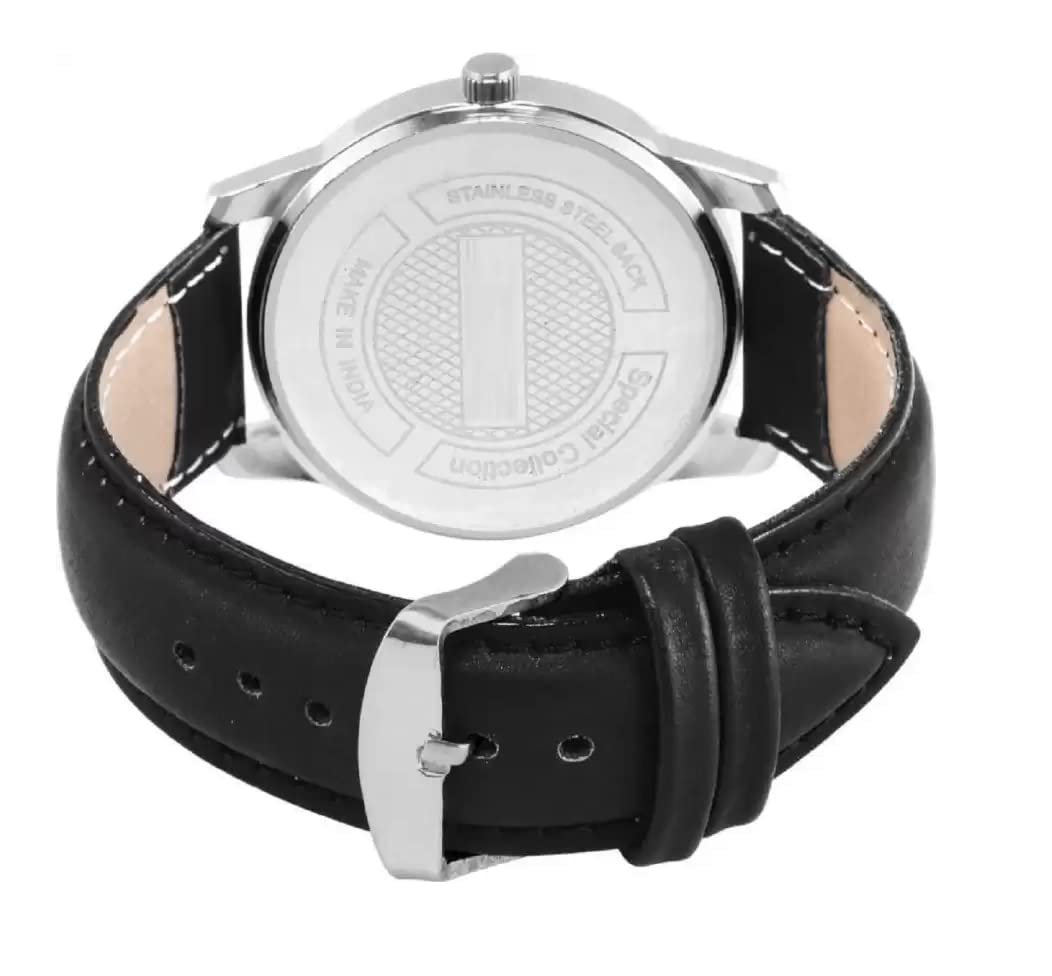 Premium Genuine Leather & Magnetic Strap Black Watch for Men & Women (SR-028 AT-281) - 2 Pack - Elegant Unisex Timepiece for Office, Date Night & Formal Occasions