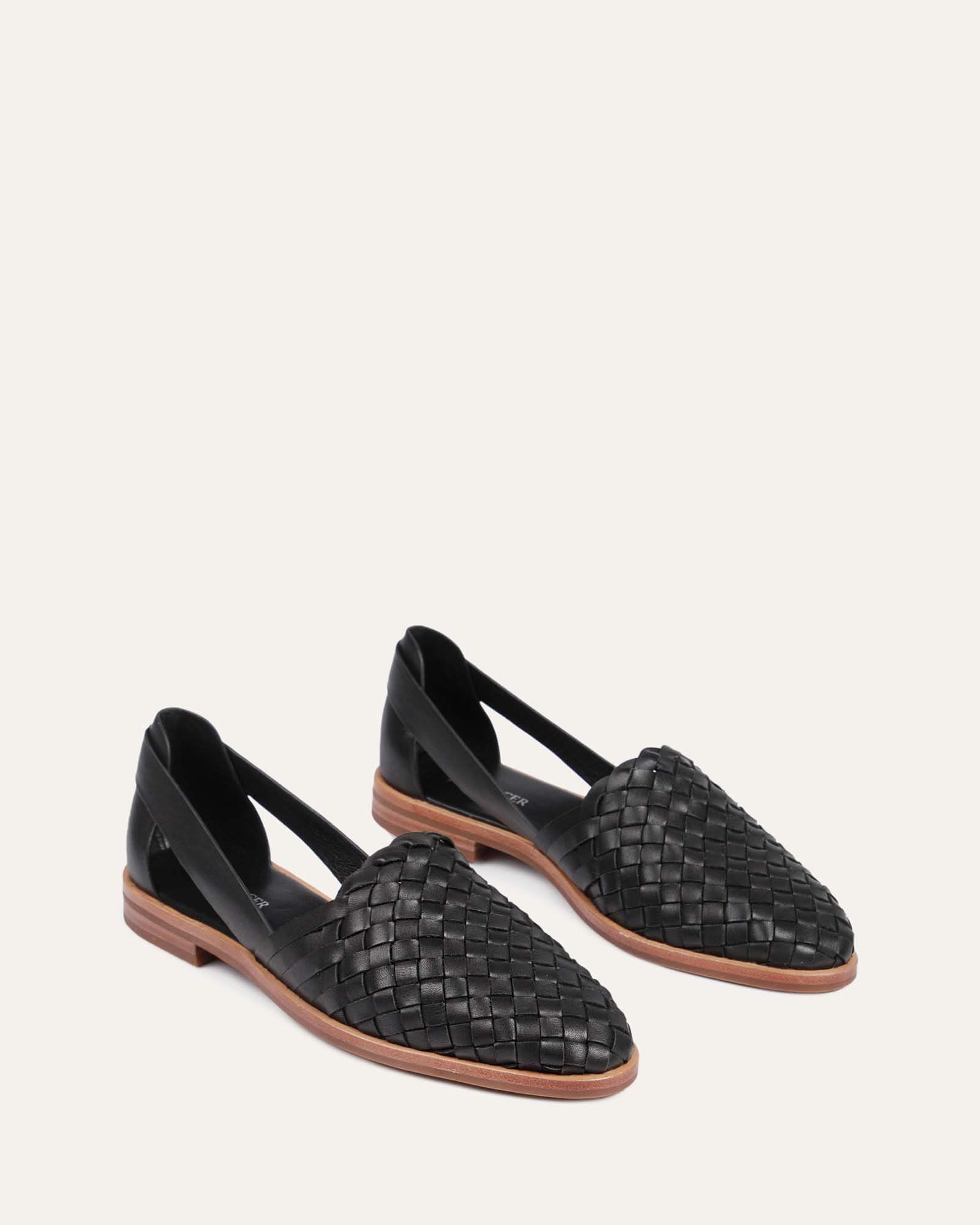 WISDOM Women's Black Leather Casual Flats - Comfortable Slip-On Shoes for Work, Travel & Everyday Wear