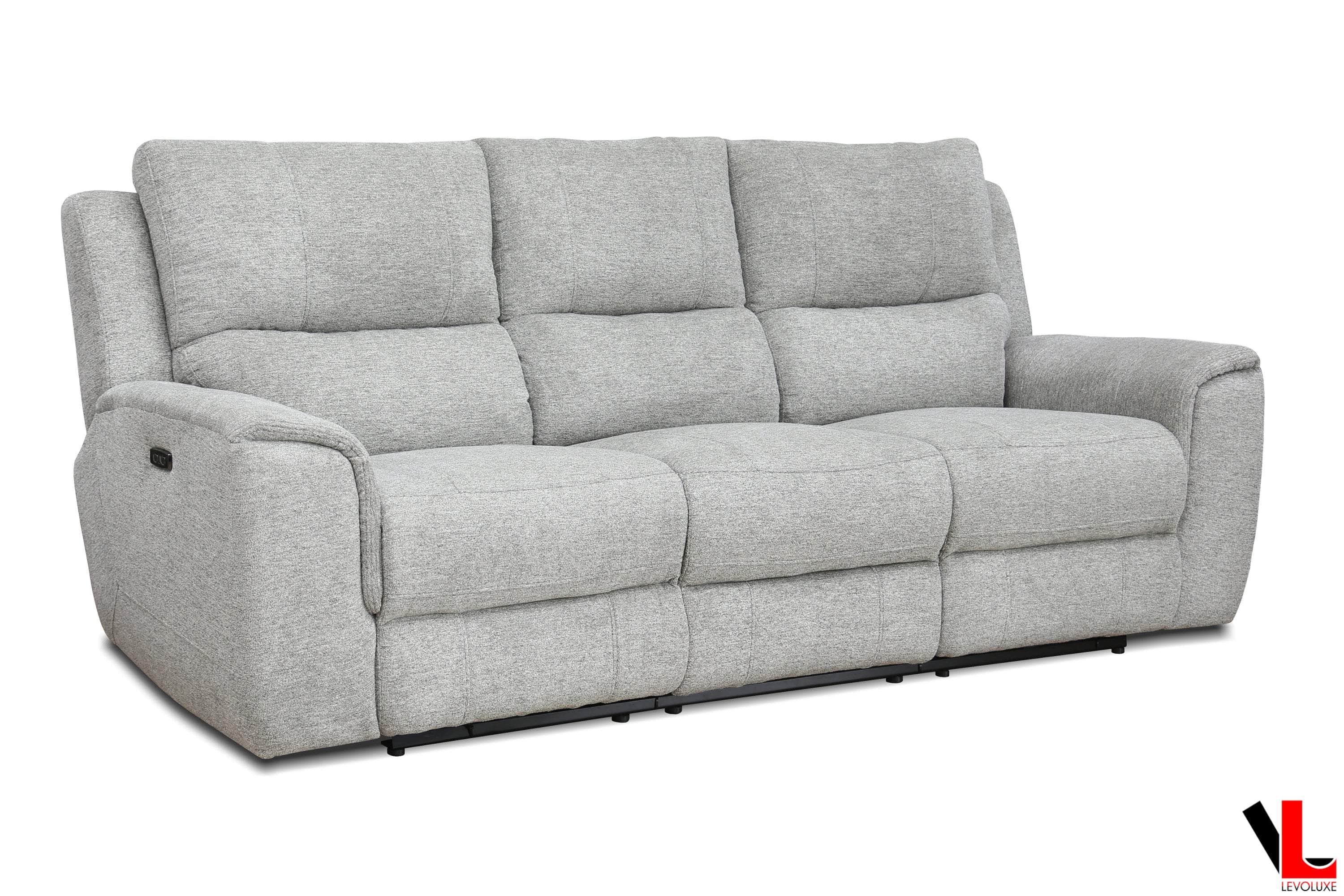 Sentinel 2-Piece Power Reclining Sofa and Loveseat Set with Adjustable Headrests in Tweed Ash Fabric - Perfect for Living Room, Home Theater & Family Movie Nights