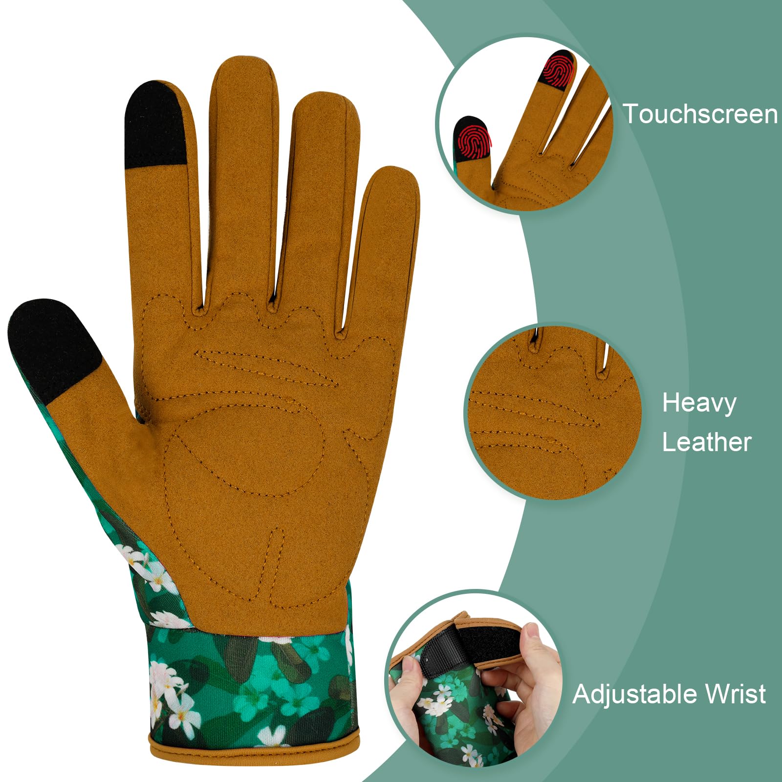 Premium Women's Leather Gardening Gloves - Thorn Proof Heavy Duty Work Gloves for Planting, Weeding & Outdoor Use - Ideal Gardening Gift for Her