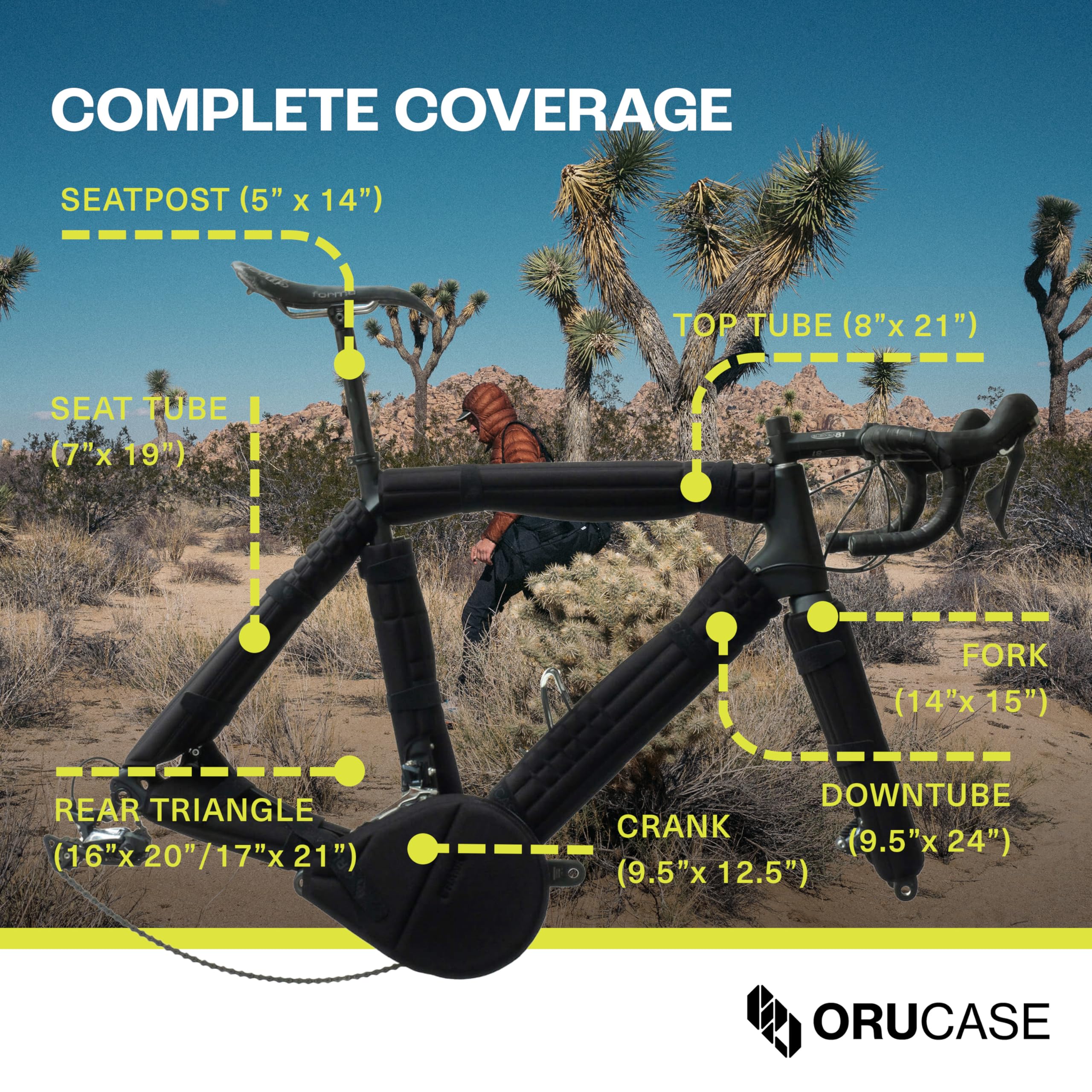 ORUCASE 7-Piece Universal Bike Frame Protection Kit - Padded Bicycle Travel Case with Chainstay Protector for Road, Gravel & MTB Bikes - Perfect for Airplane, Car and Train Travel - Protect Your Bike During Transport and Storage