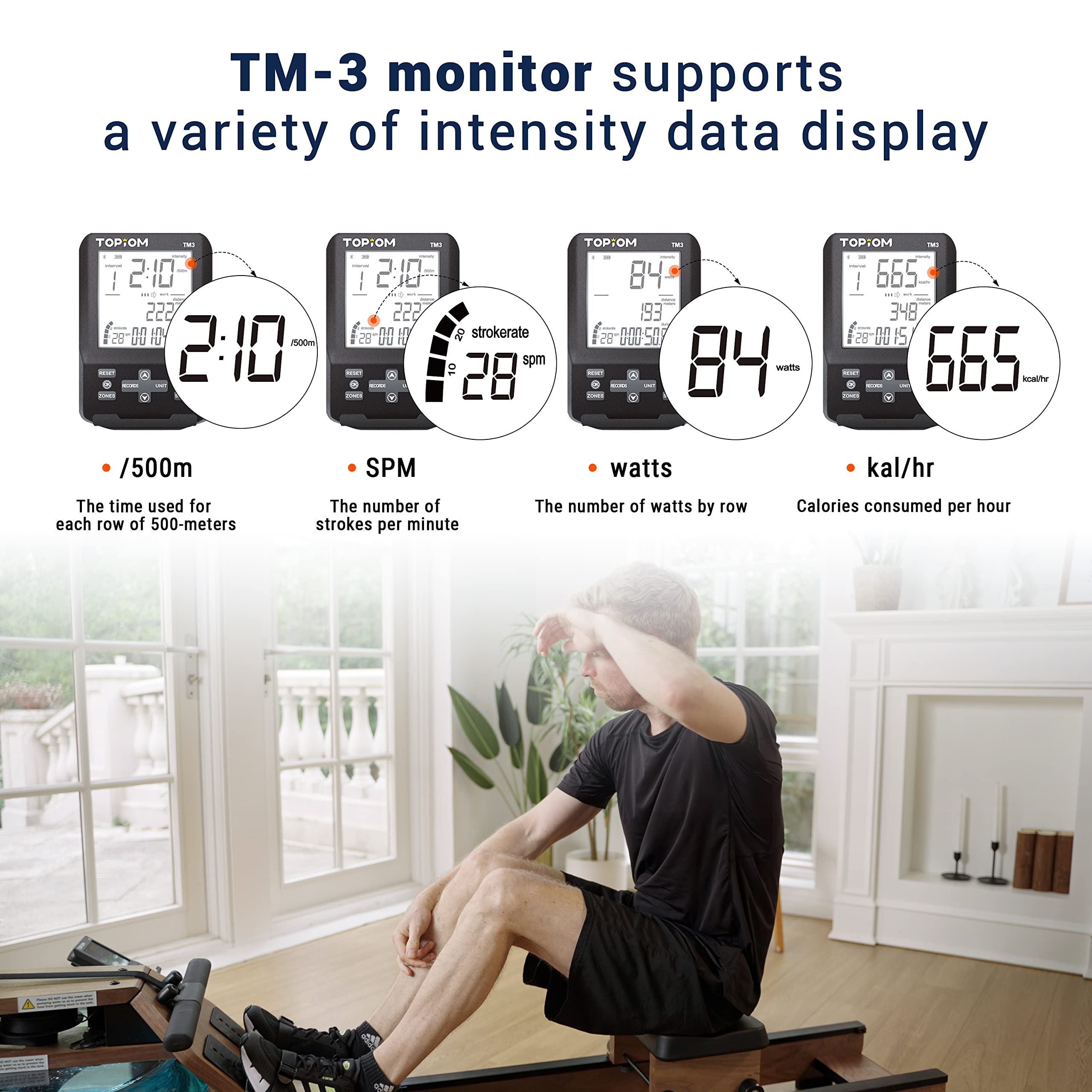 Rowing Machine Electronic Monitor with LCD Display - Track Workout Progress, Speed & Distance for Home & Gym Fitness Training