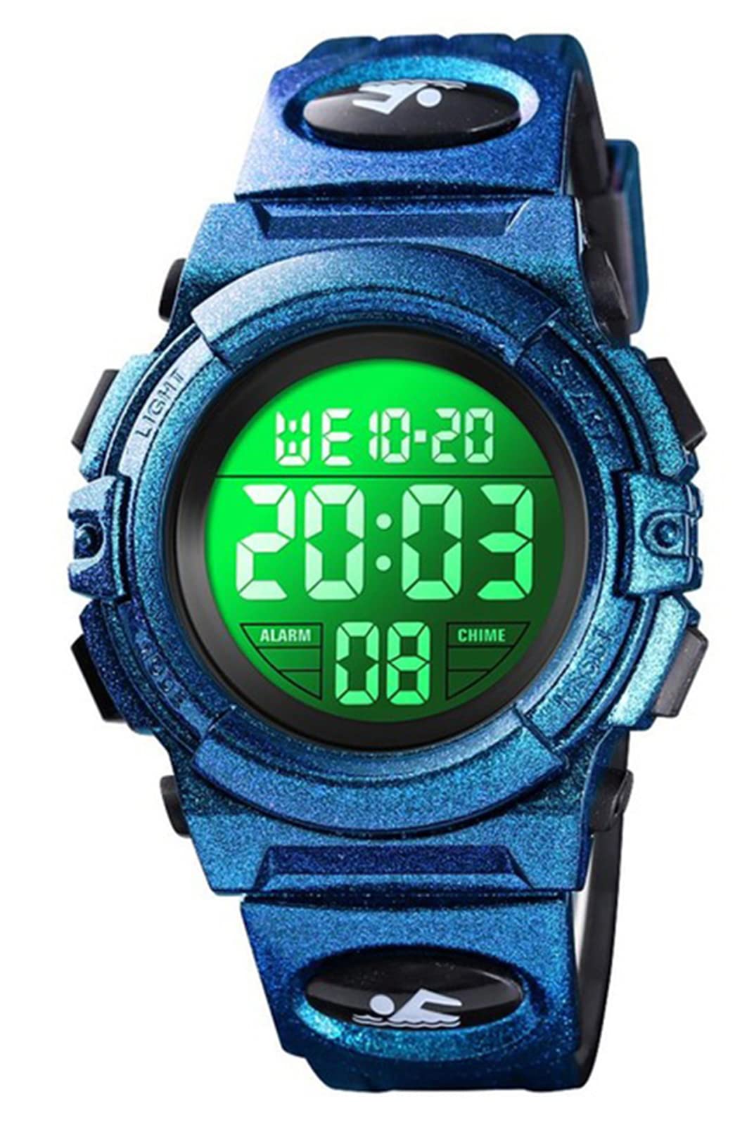 FANMIS Men's Digital Sports Watch - LED Electronic Chronograph Waterproof Watch with PU Strap for Outdoor Running, Hiking & Fitness (Blue Dragon) - Perfect for Active Lifestyles & Adventure Enthusiasts
