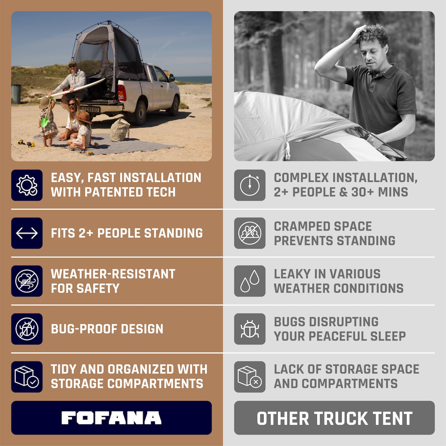 Automatic Truck Bed Tent for Mid & Full-Size Pickups - Quick Setup Camper Shell for Camping & Outdoor Adventures - Perfect for Road Trips, Tailgating & Off-Grid Getaways