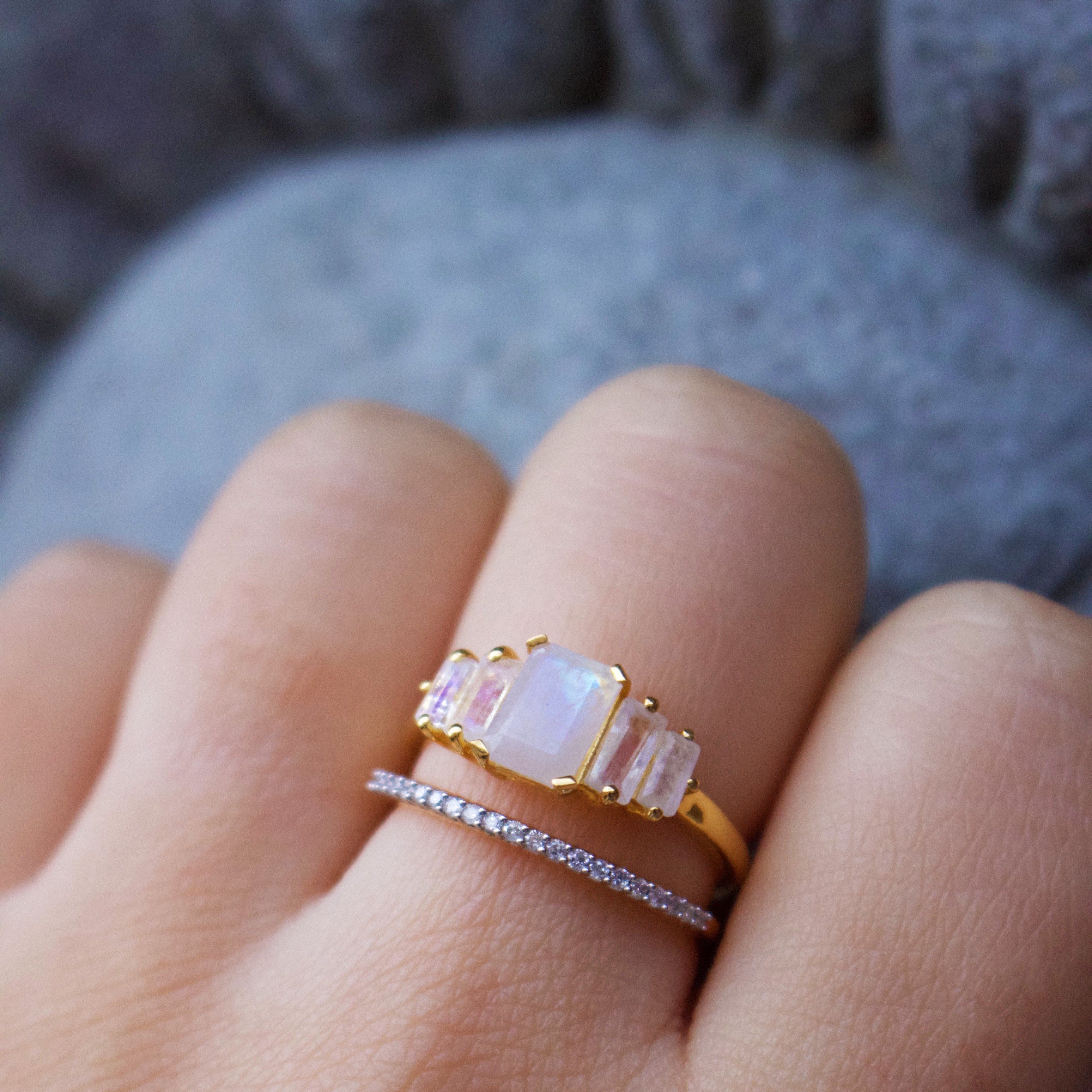 Moonstone Silver Ring for Women - Elegant Bohemian Jewelry for Everyday Wear & Special Occasions